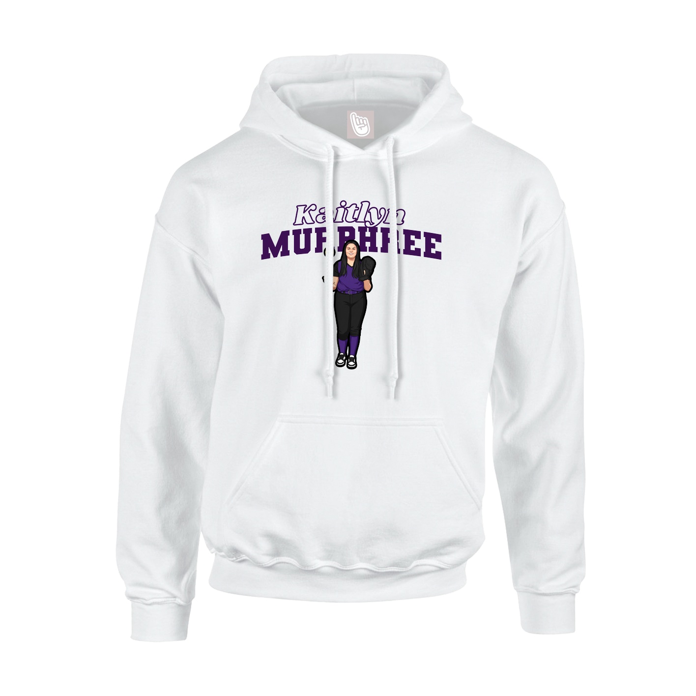 Youth Hoodie — Name Arch in White