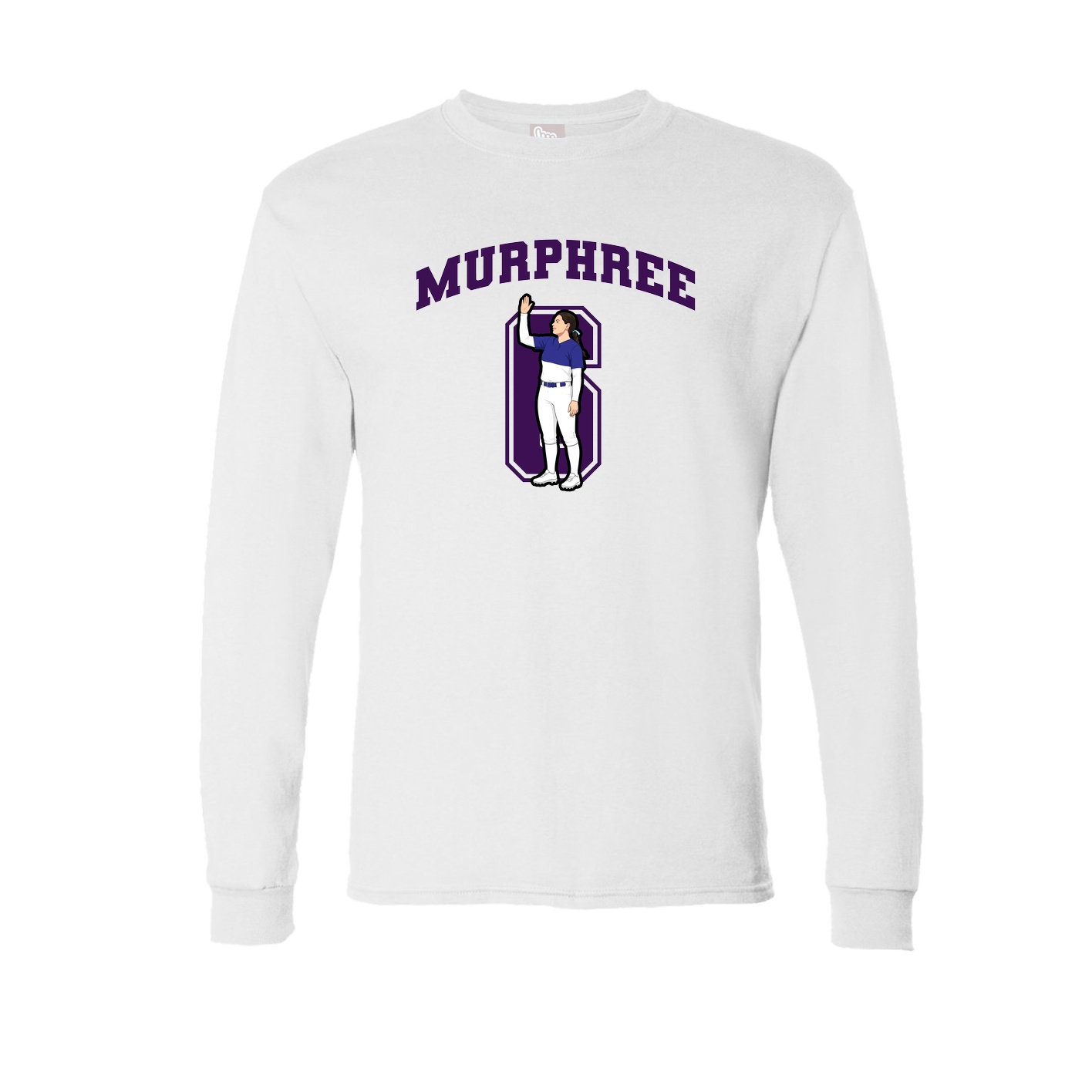 Long Sleeve Tee — Number in White