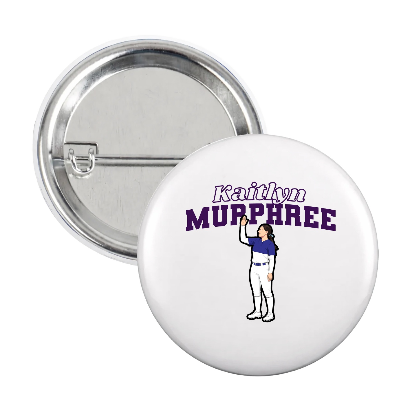 Game Day Button — Name Arch in White