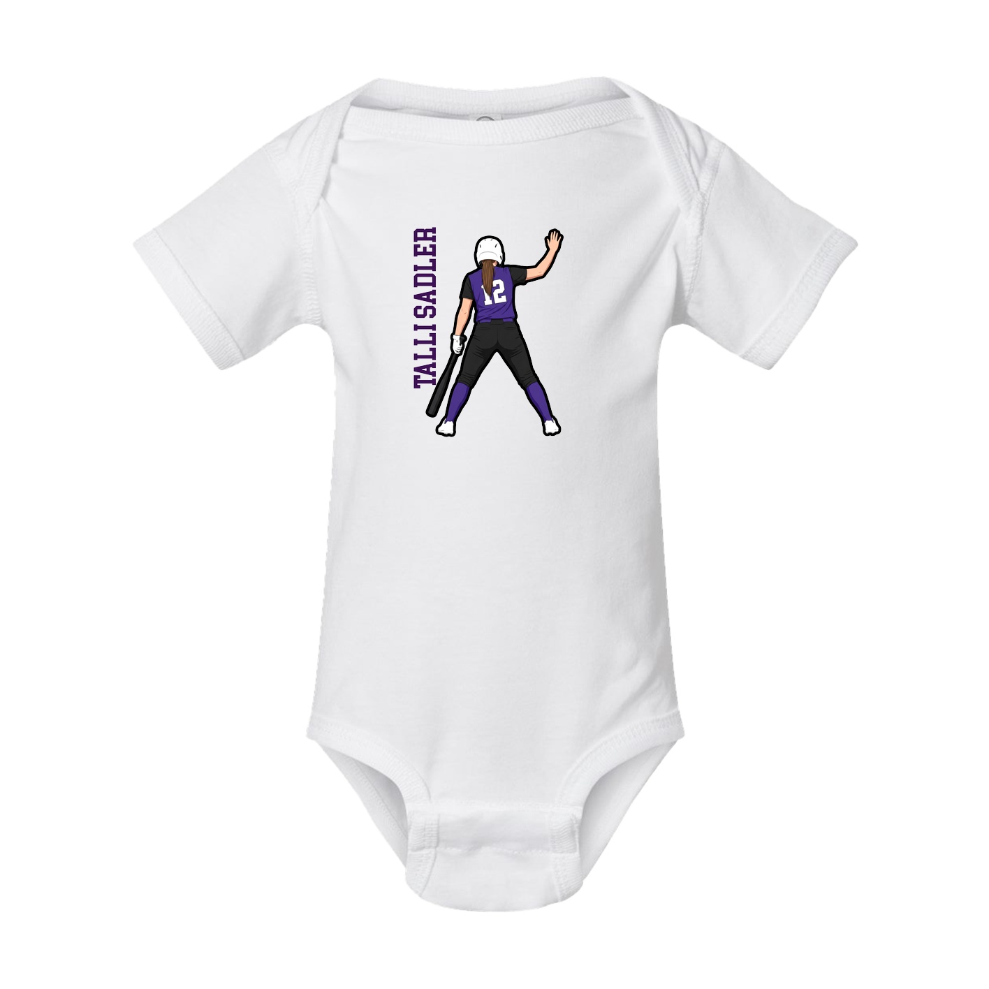 Baby Onesie — Name Vertical in White