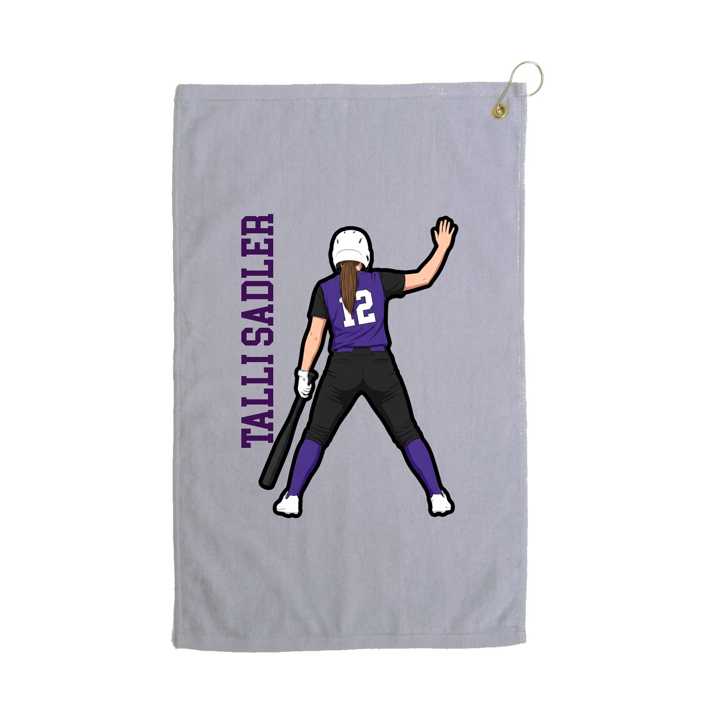 Golf Towel — Name Vertical in Grey
