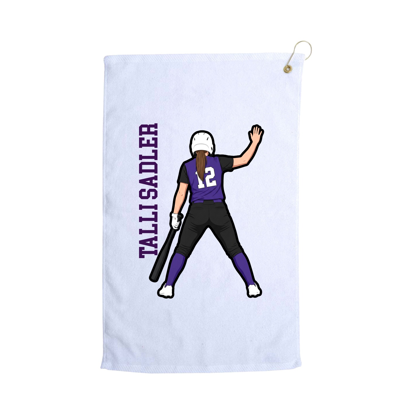 Golf Towel — Name Vertical in White
