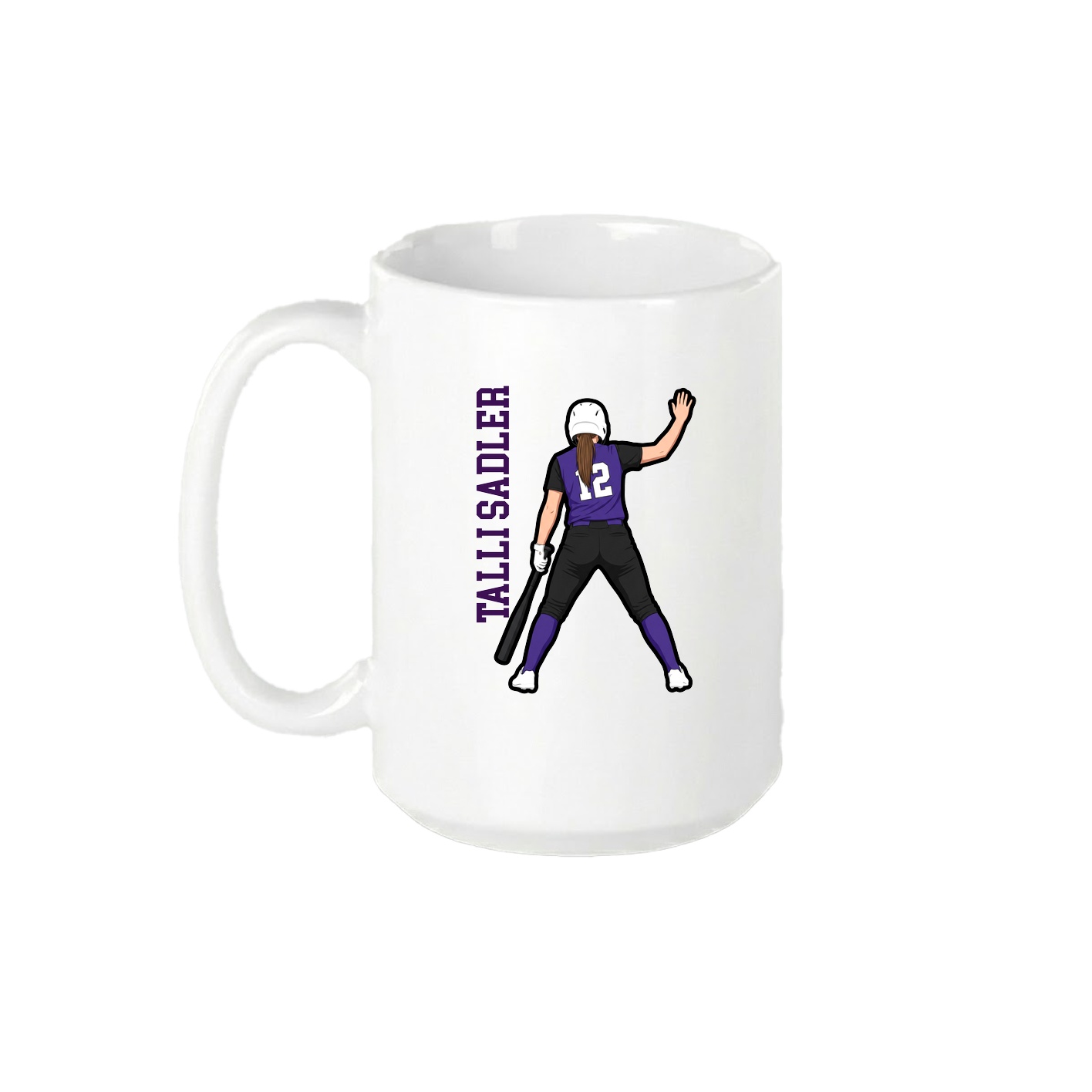 15oz Coffee Mug — Name Vertical in White