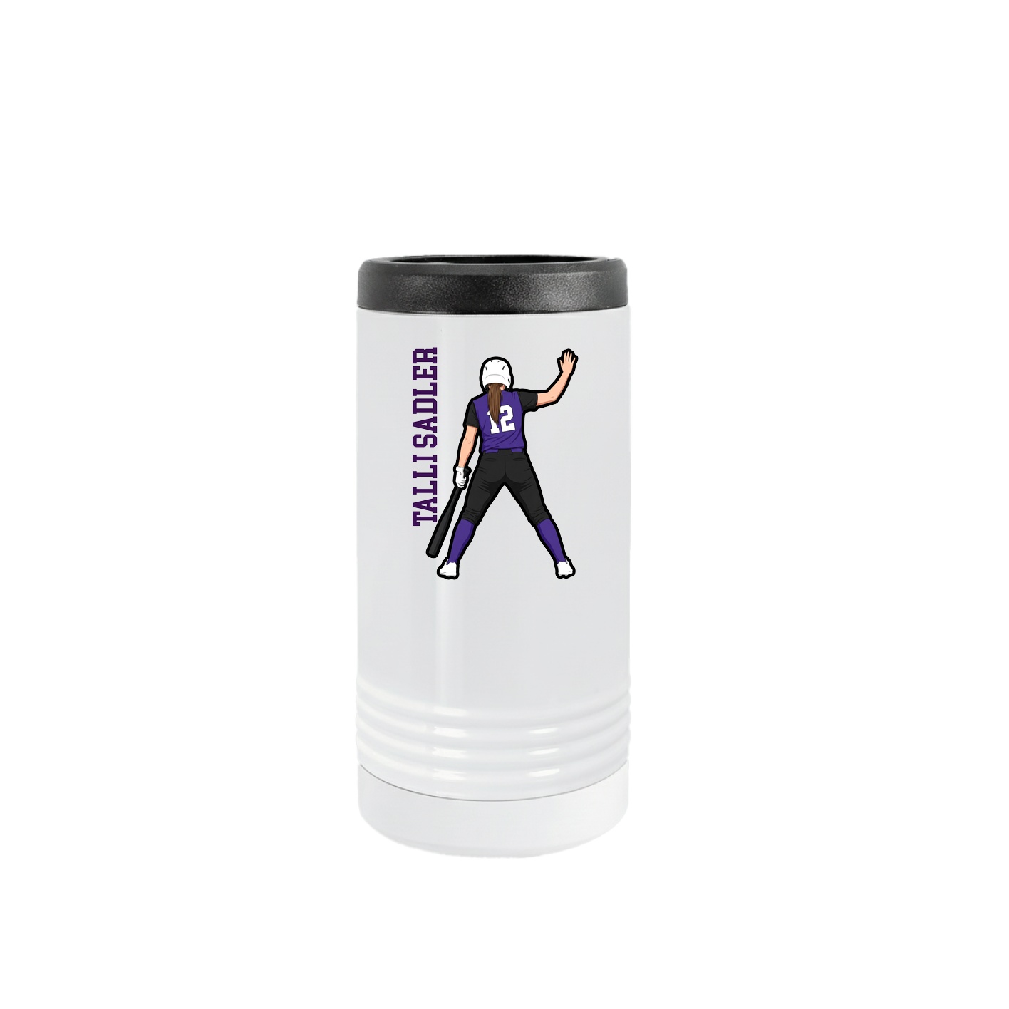 Slim Beverage Holder — Name Vertical in White