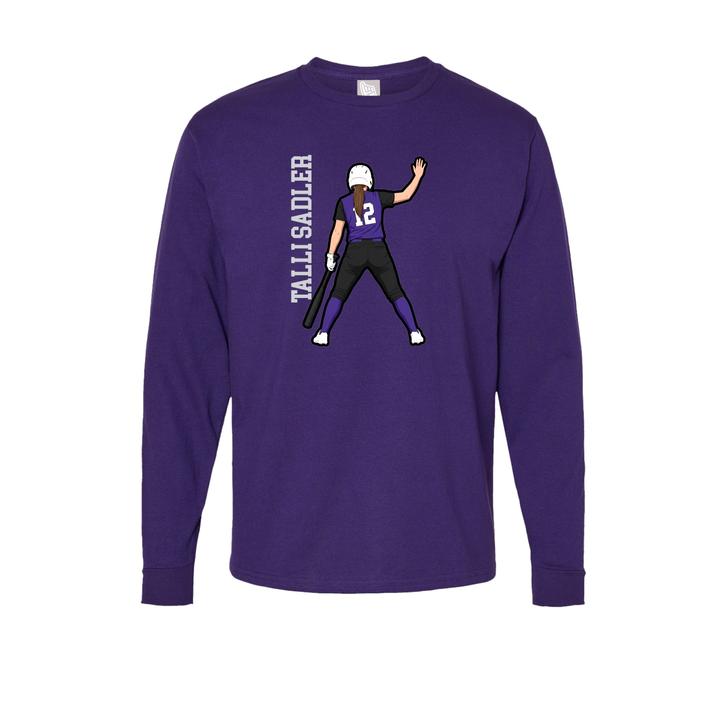 Long Sleeve Tee — Name Vertical in Purple