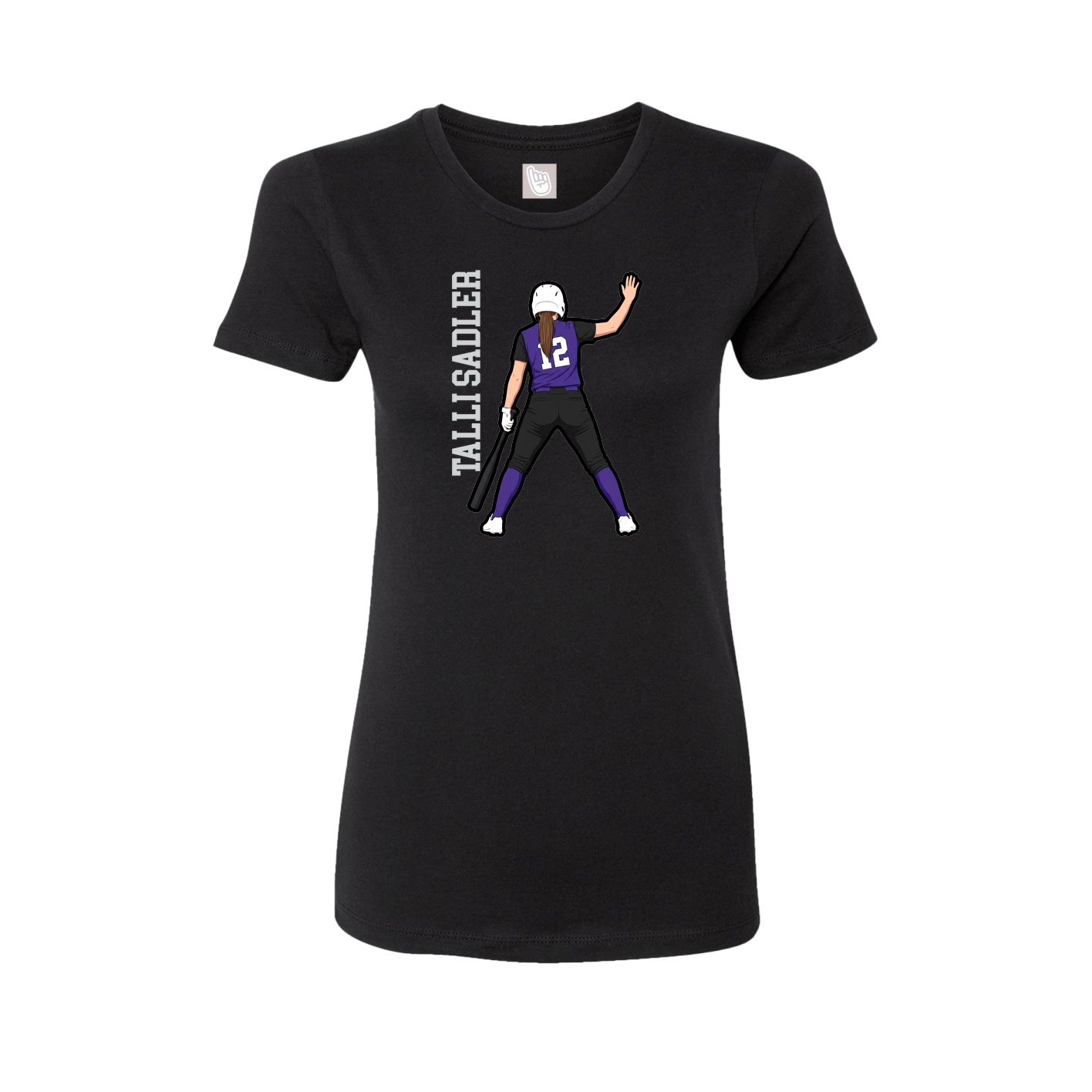 Fitted Women's Tee — Name Vertical in Black