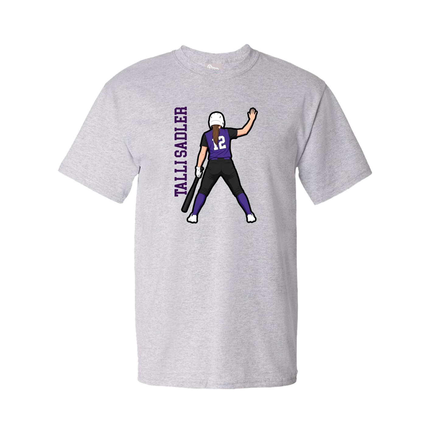 Youth Tee — Name Vertical in Grey