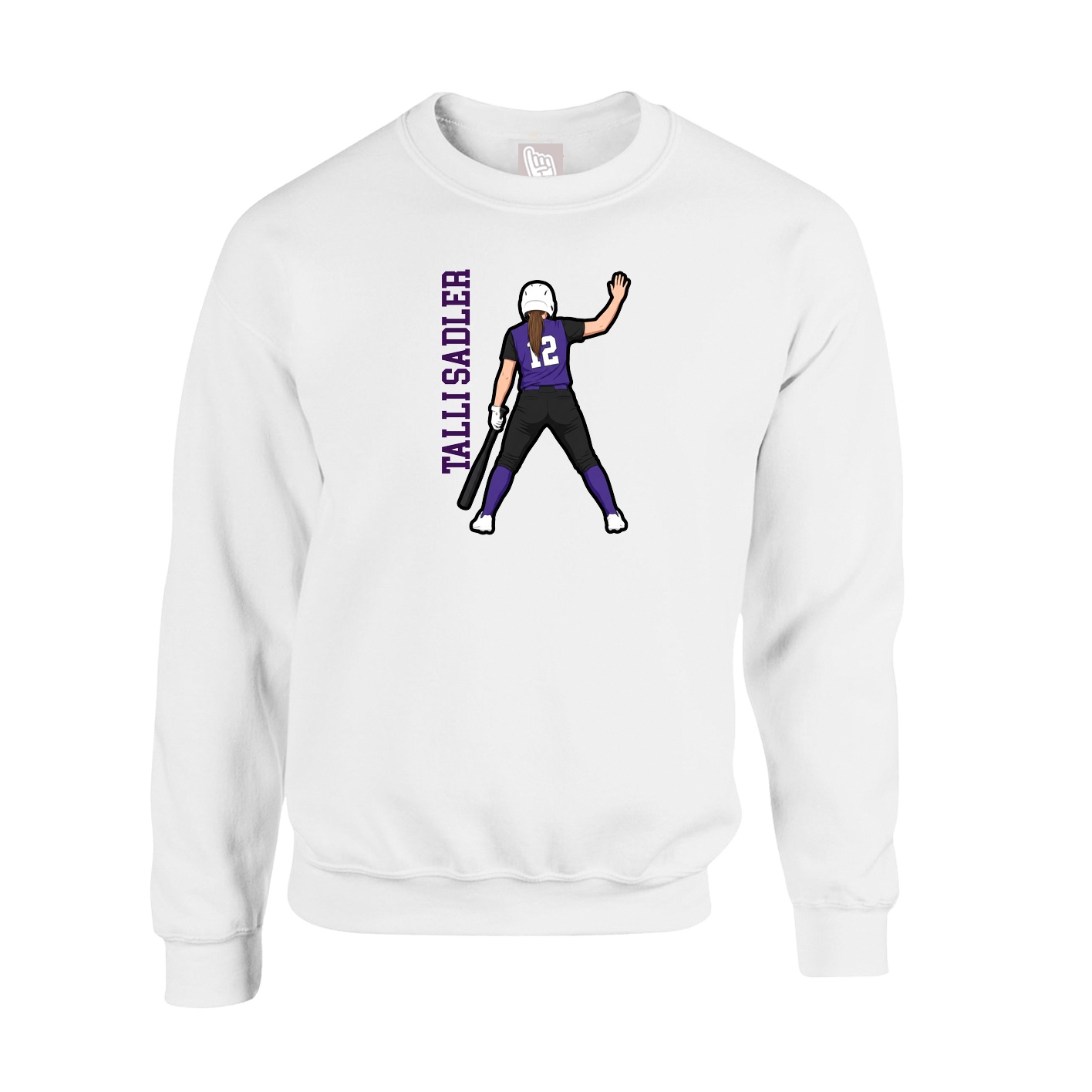Fleece Crew — Name Vertical in White