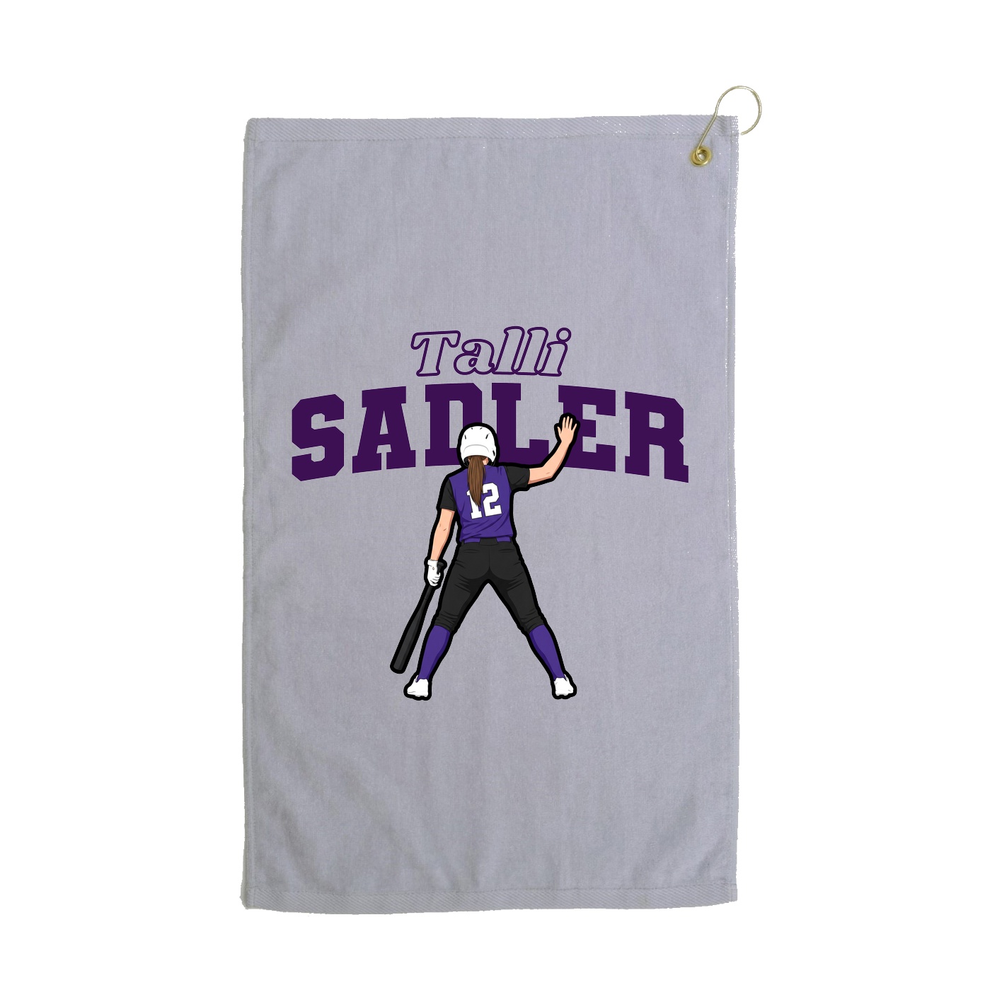 Golf Towel — Name Arch in Grey