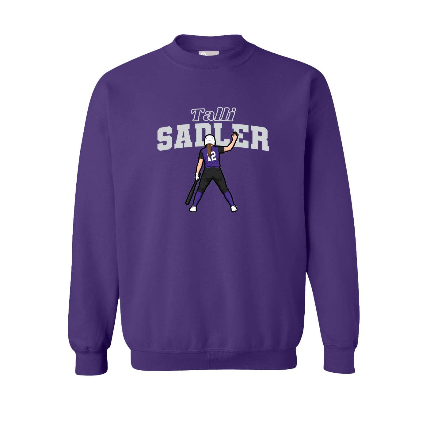 Fleece Crew — Name Arch in Purple