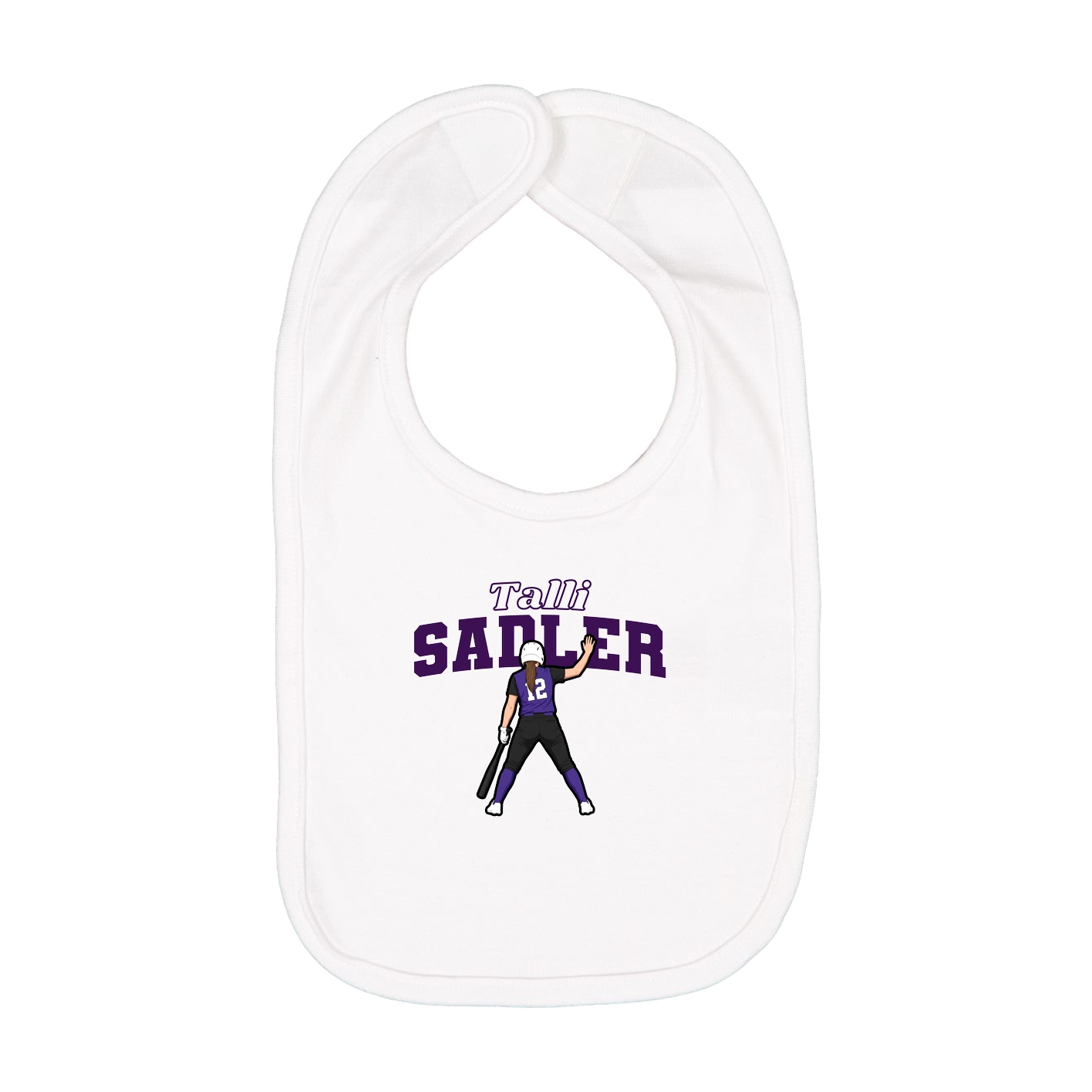 Infant Bib — Name Arch in White
