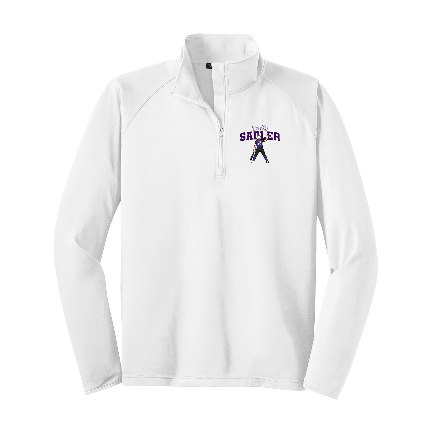 Q-Zip Pullover — Name Arch in White