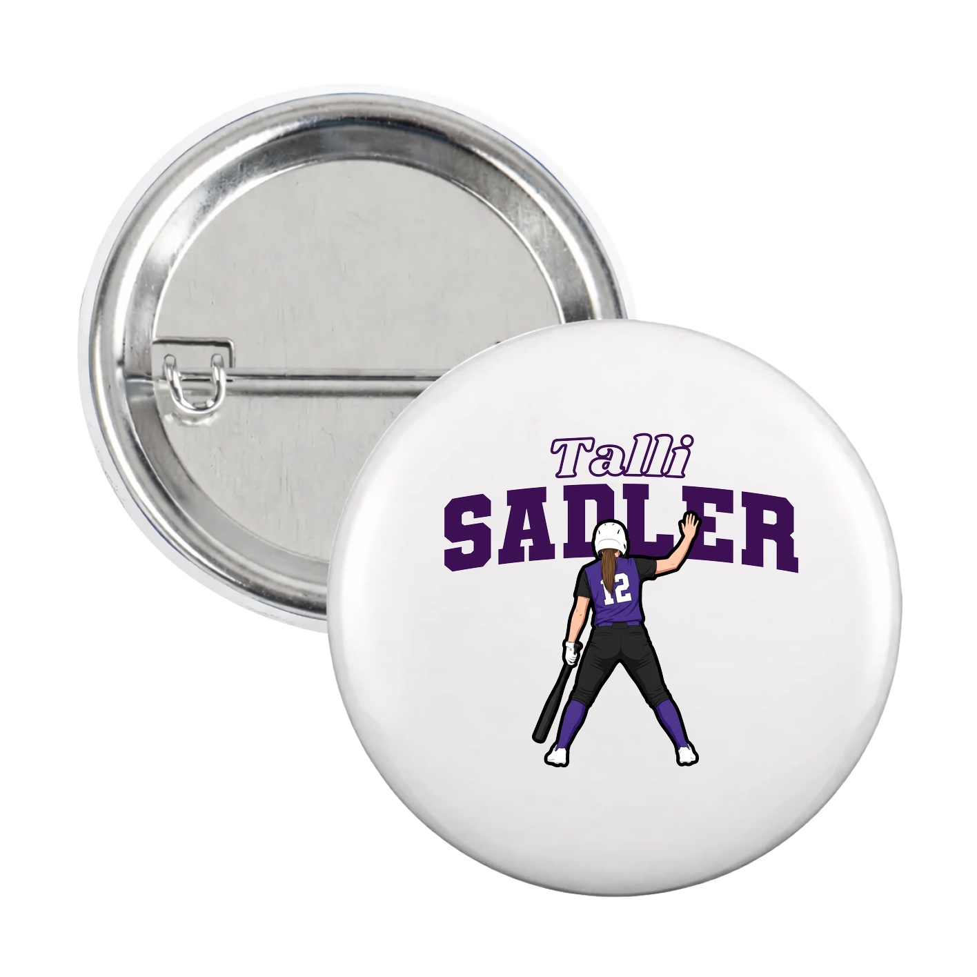 Game Day Button — Name Arch in White