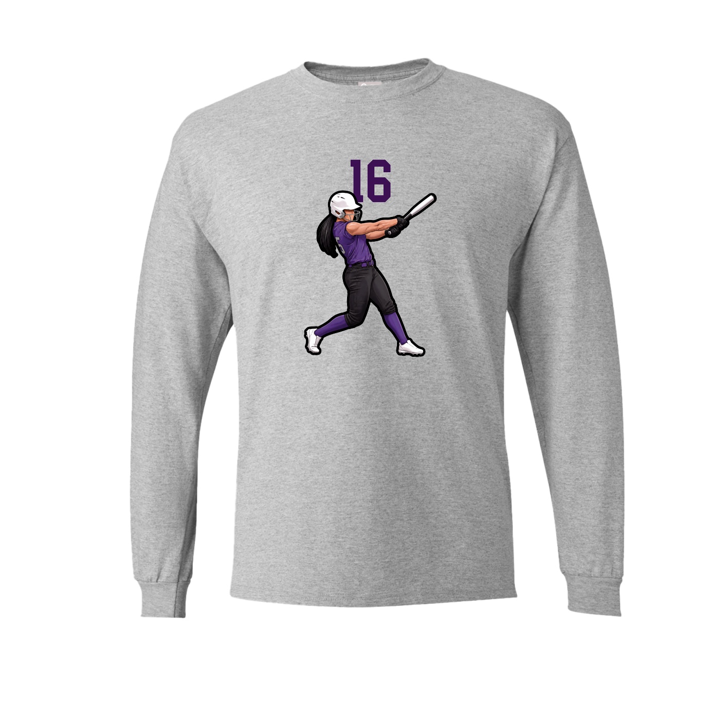 Long Sleeve Tee — Number Top in Grey