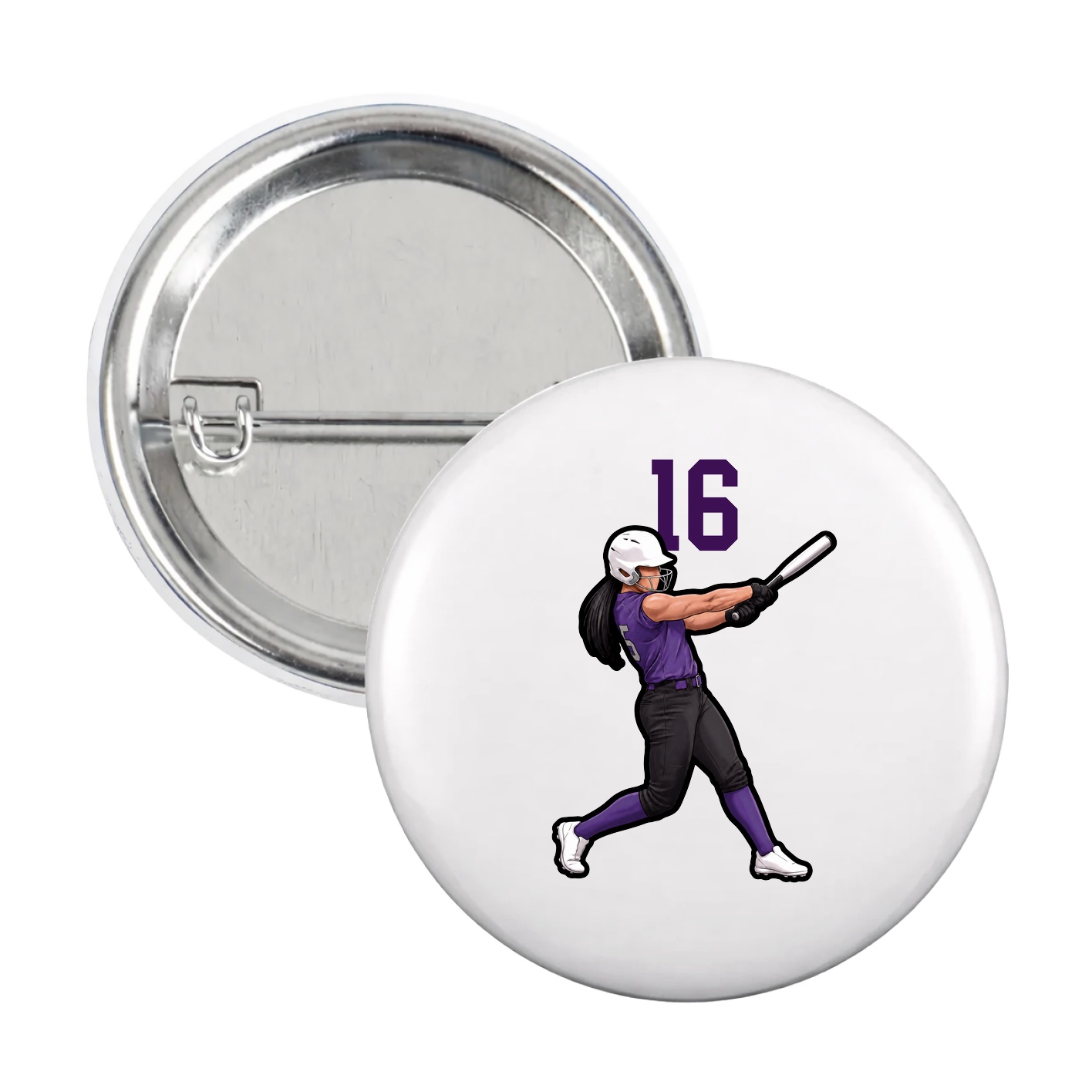Game Day Button — Number Top in White