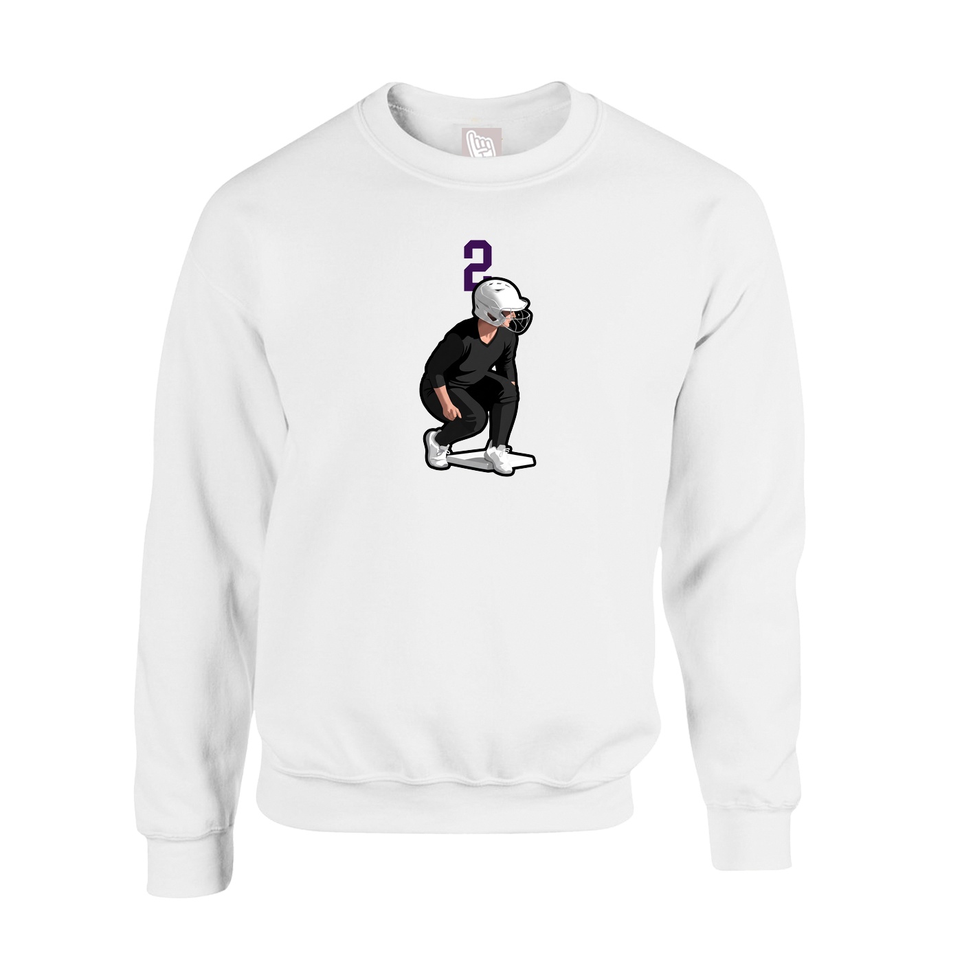 Fleece Crew — Number Top in White
