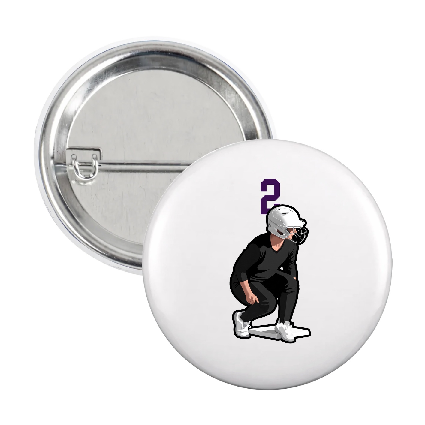 Game Day Button — Number Top in White
