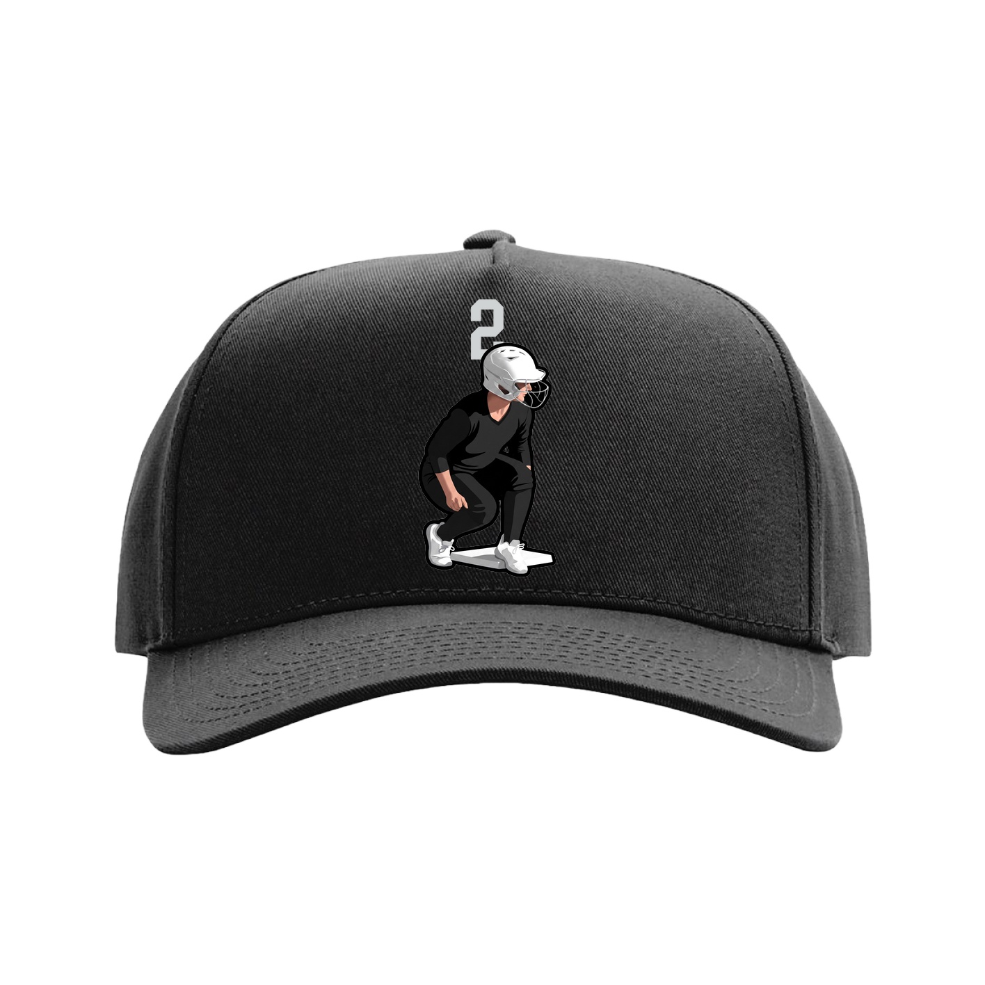 Full Fabric Five-Panel Champ Cap — Number Top in Black