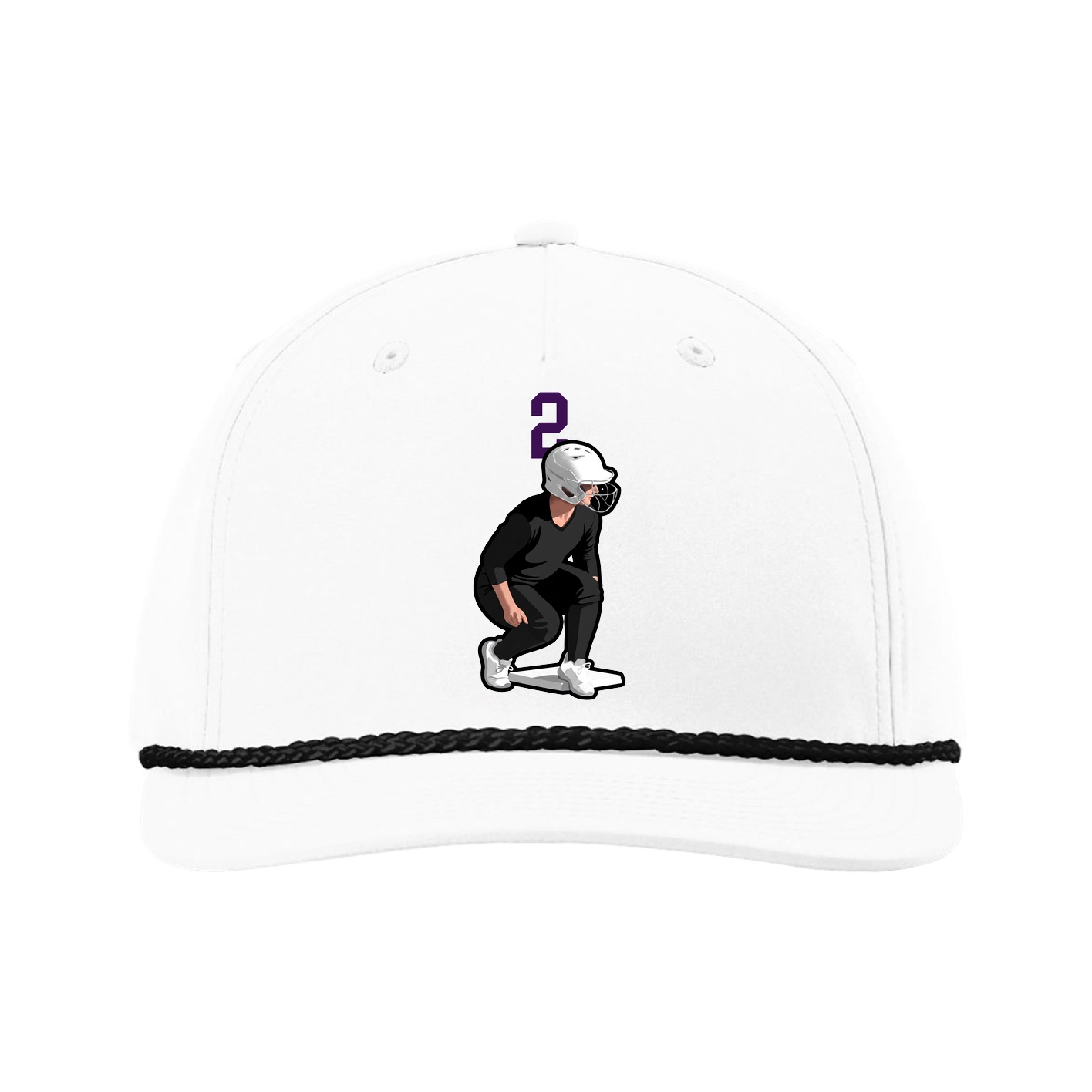 Five-Panel Classic Rope Cap — Number Top in White