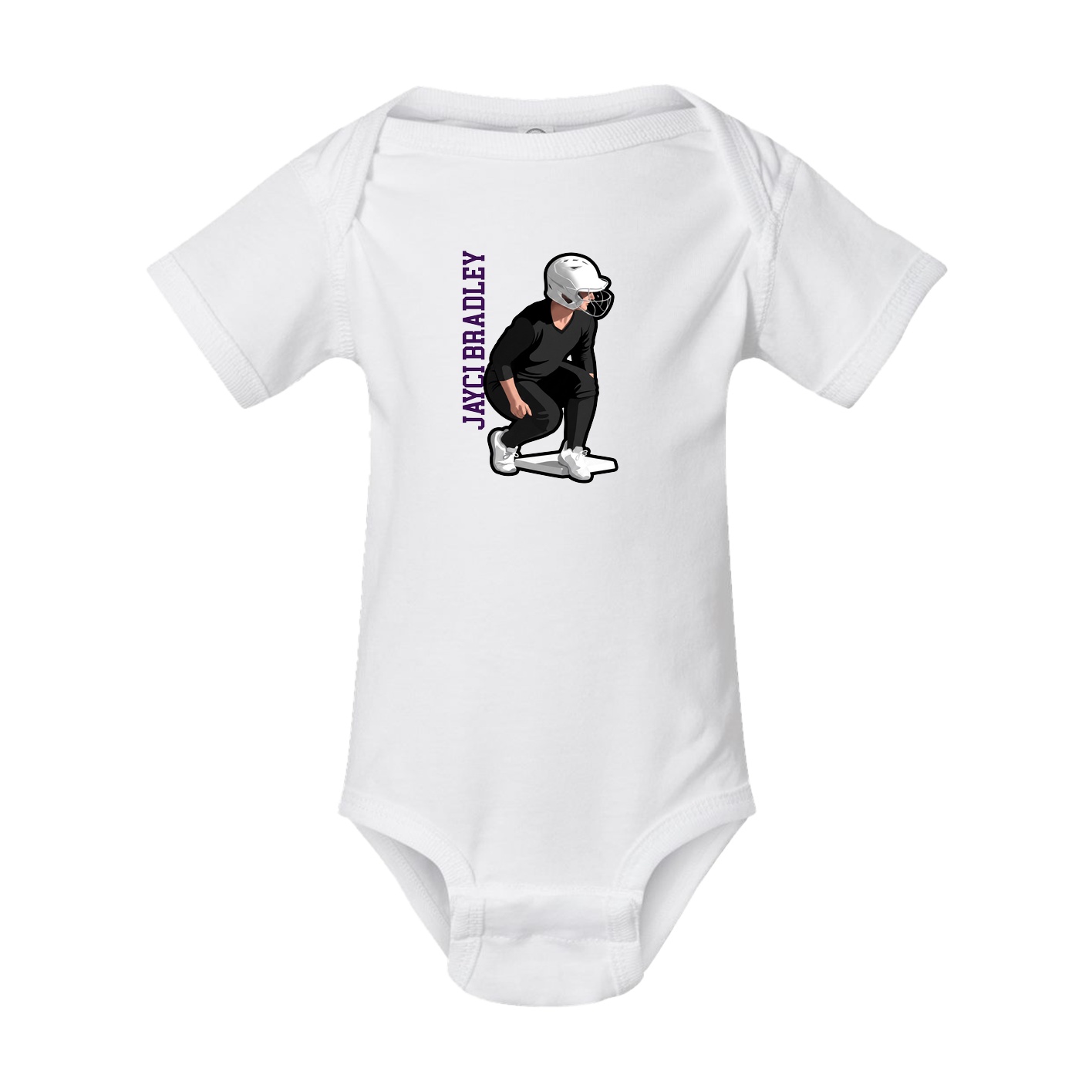 Baby Onesie — Name Vertical in White
