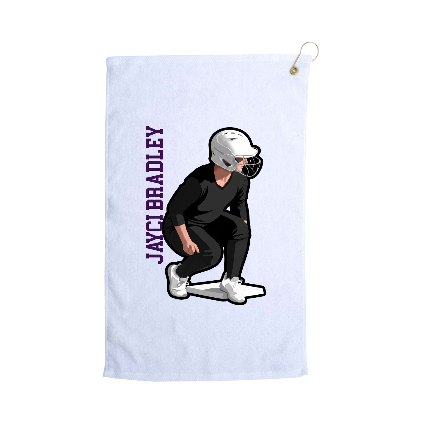 Golf Towel — Name Vertical in White