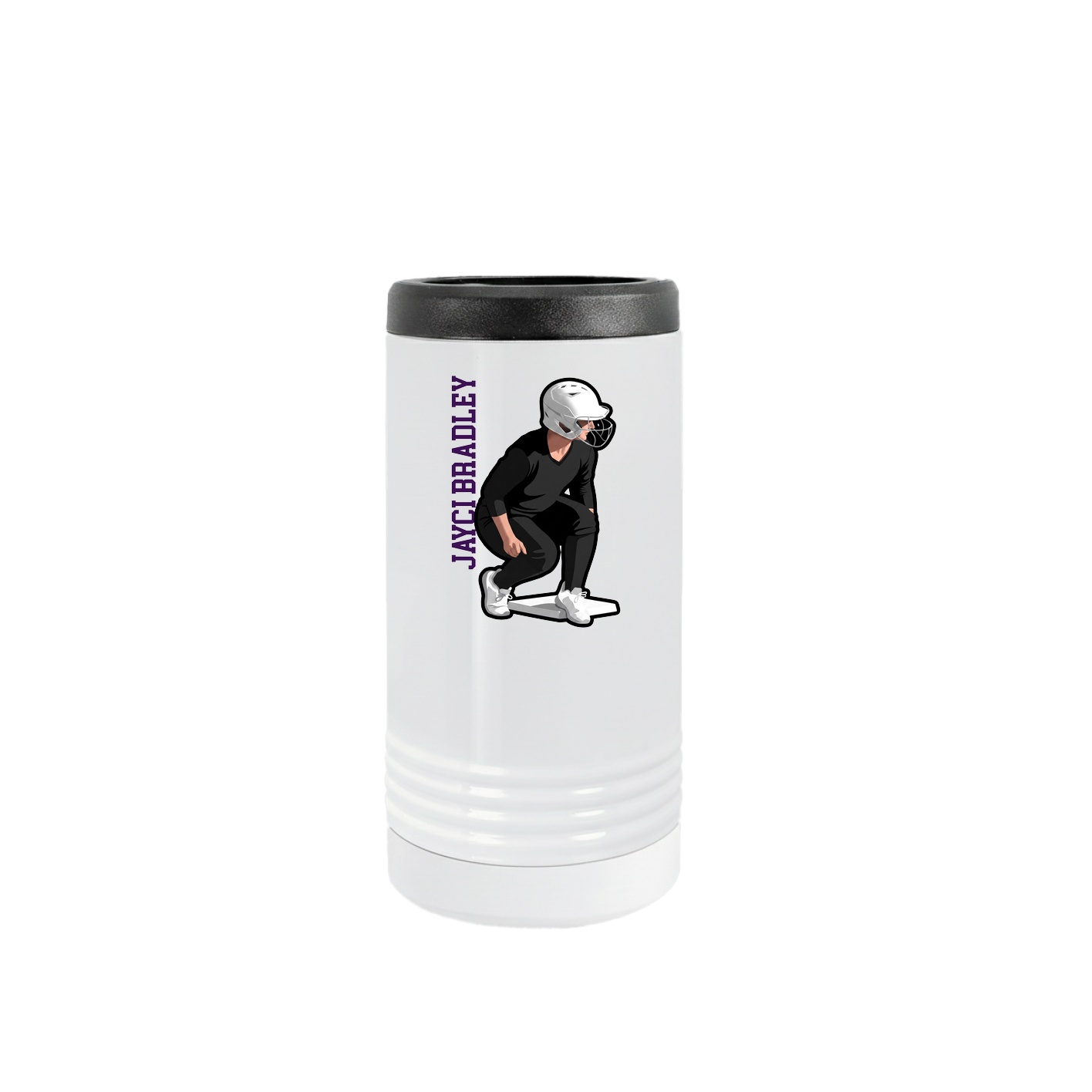 Slim Beverage Holder — Name Vertical in White