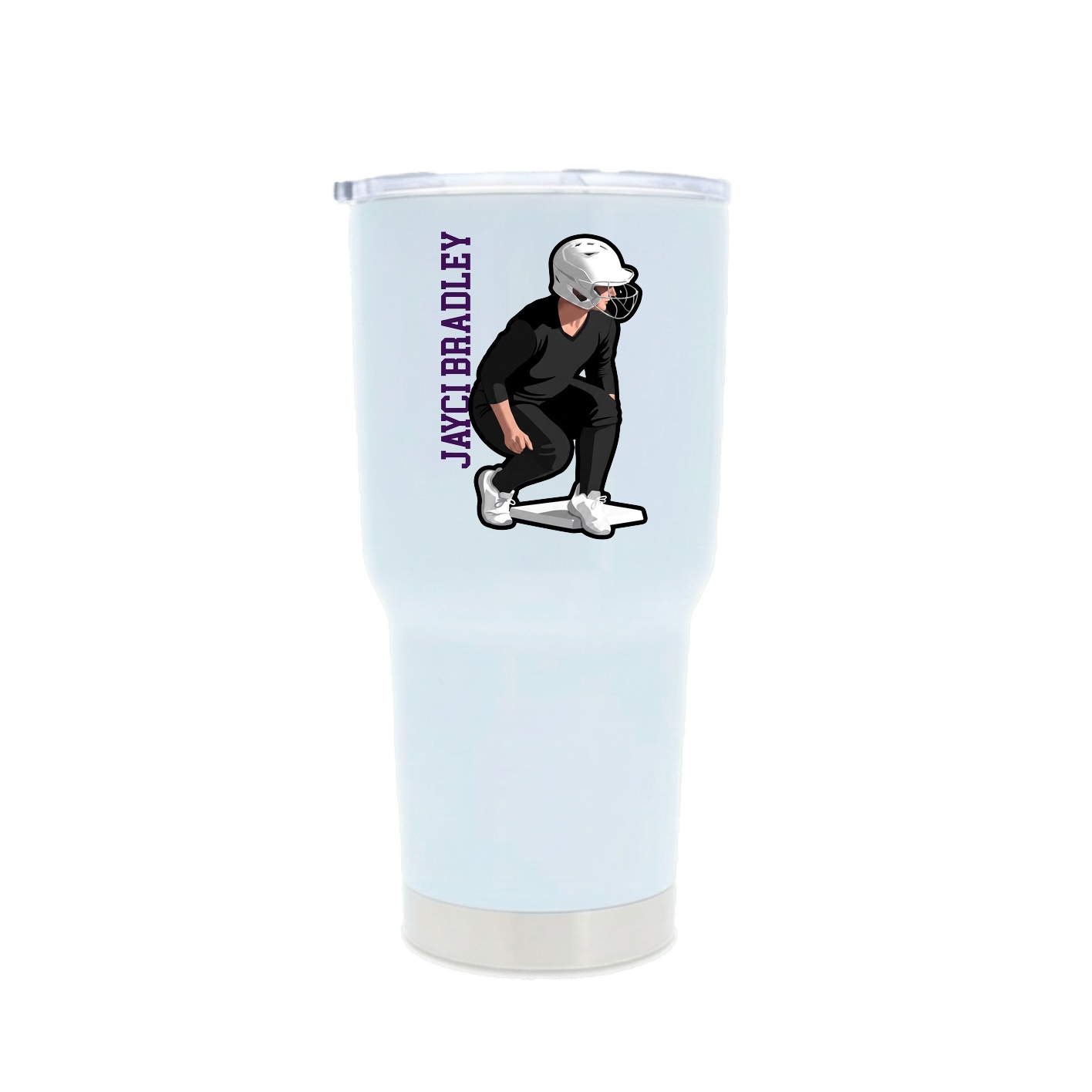 30oz Stainless Steel Tumbler — Name Vertical in White