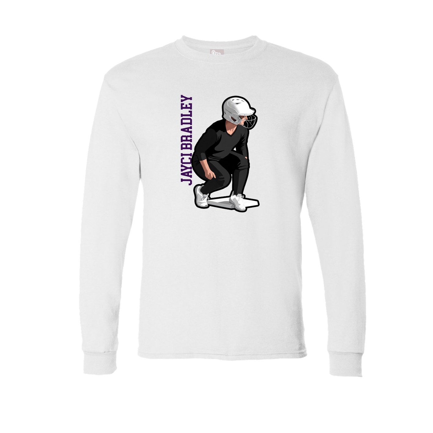 Long Sleeve Tee — Name Vertical in White