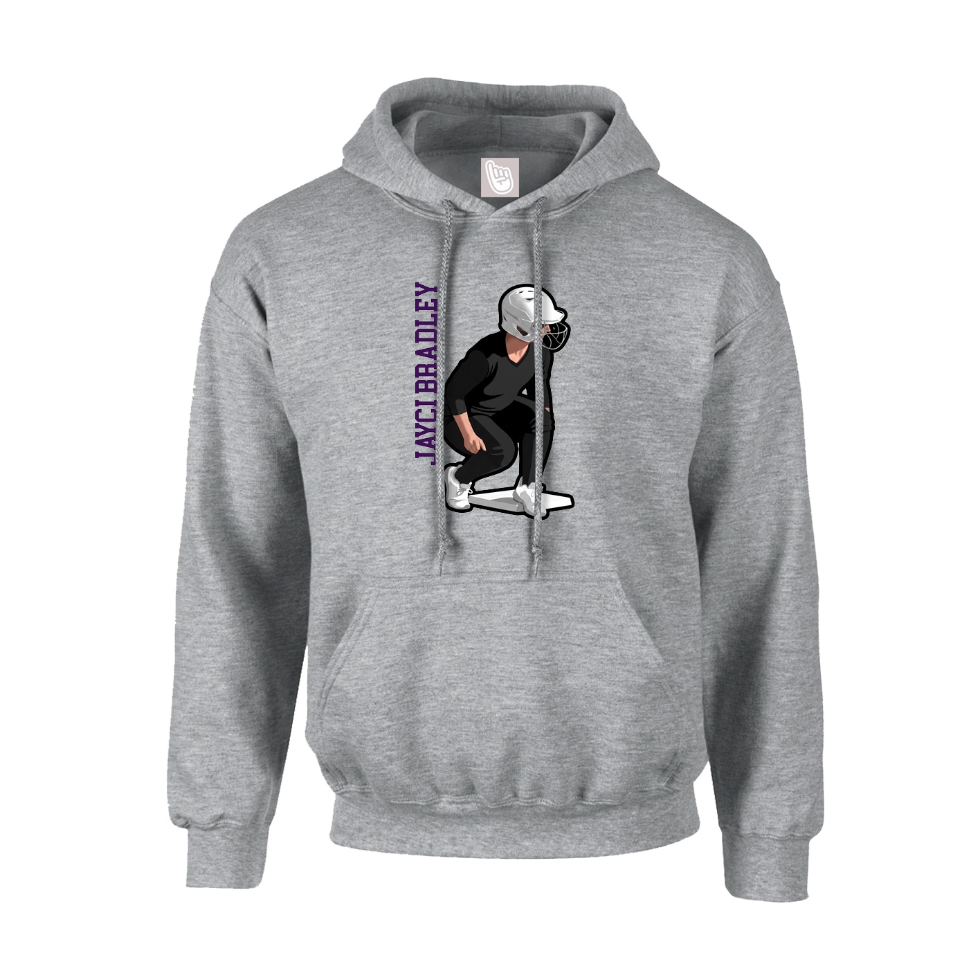 Youth Hoodie — Name Vertical in Grey