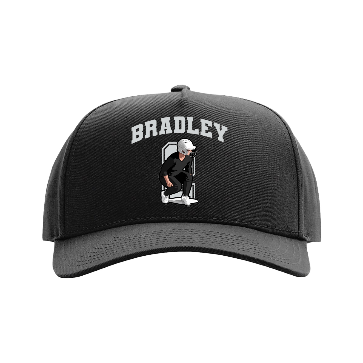 Full Fabric Five-Panel Champ Cap — Number in Black