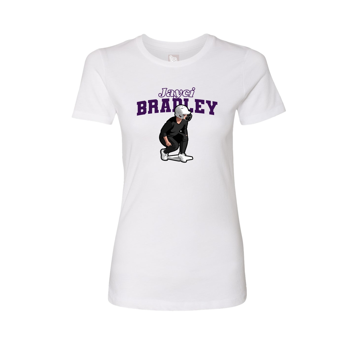 Fitted Women's Tee — Name Arch in White