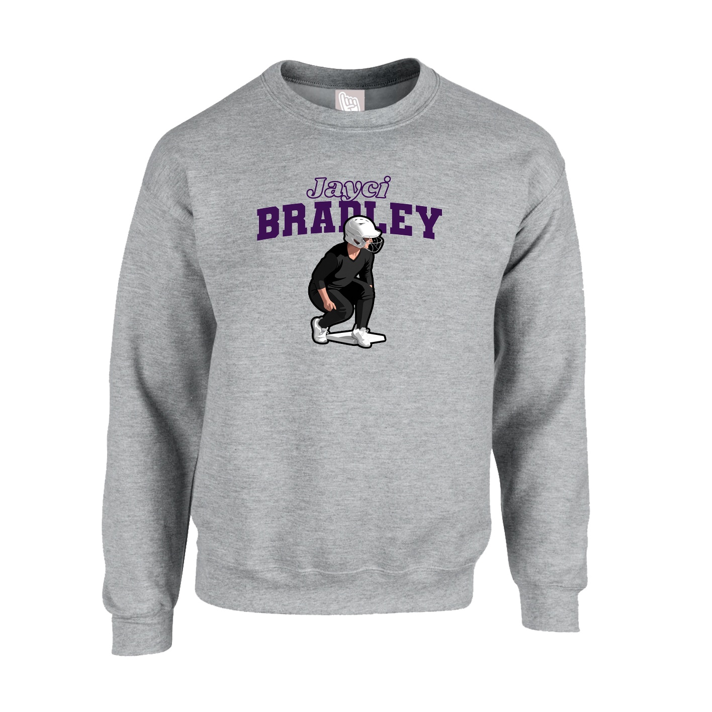Fleece Crew — Name Arch in Grey