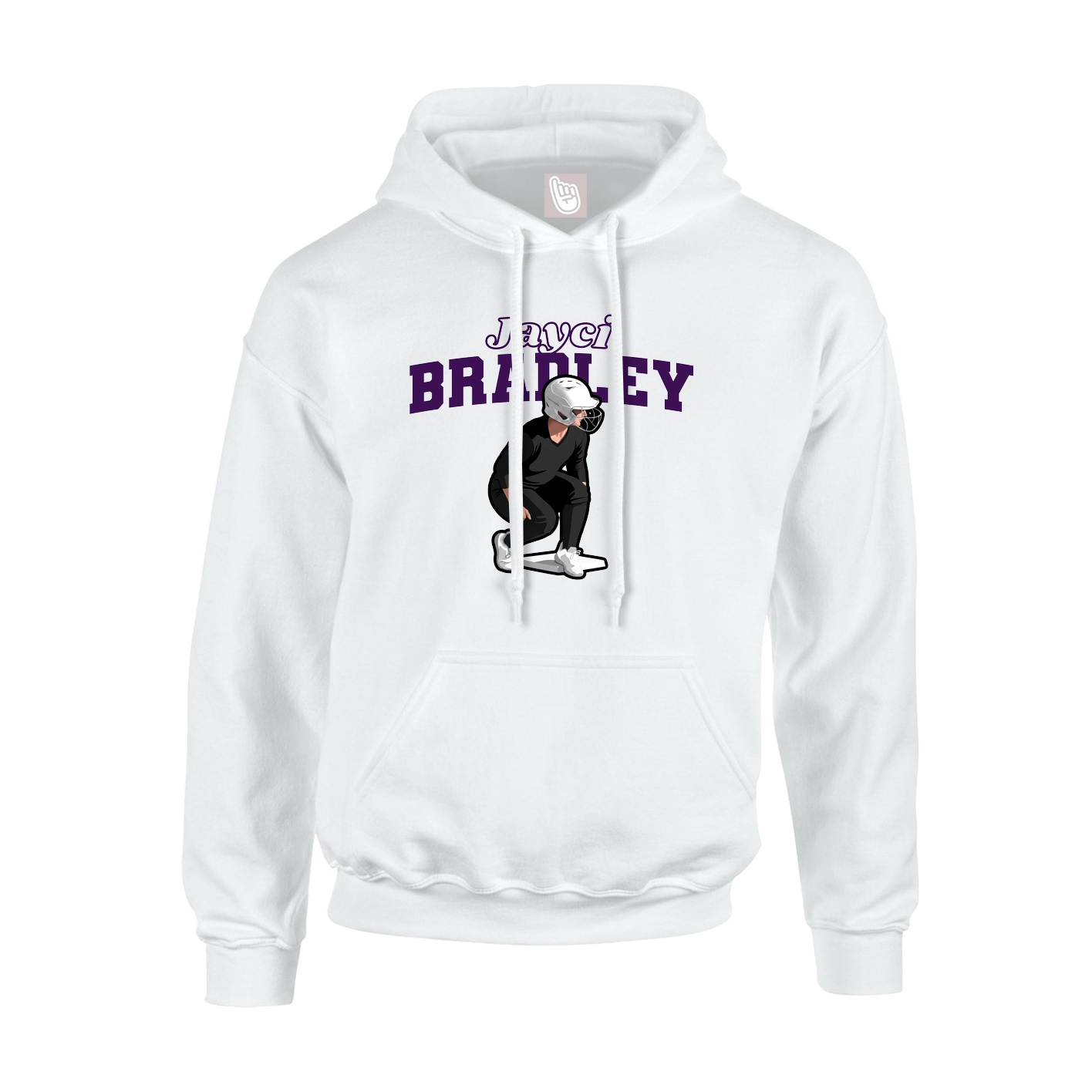 Youth Hoodie — Name Arch in White