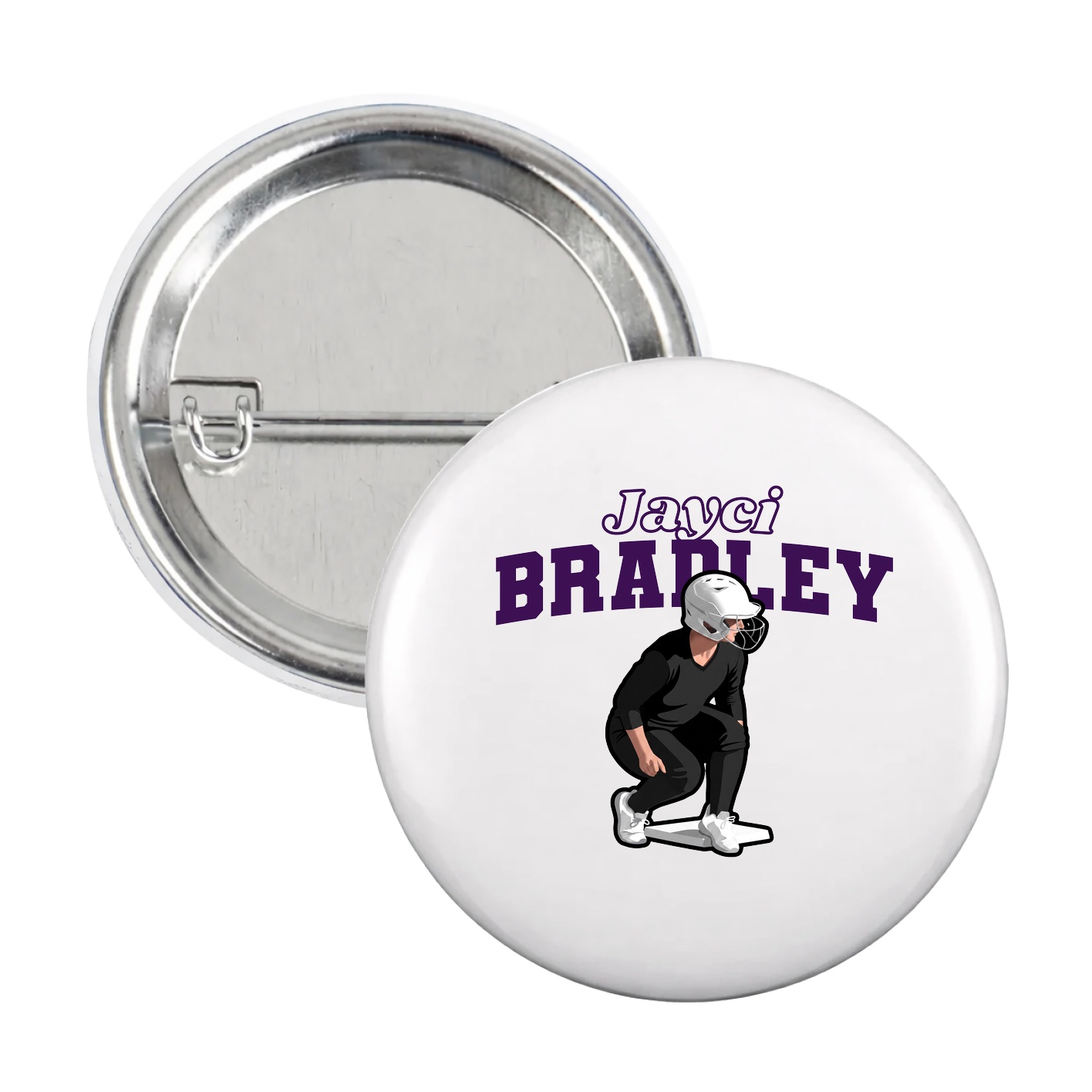 Game Day Button — Name Arch in White