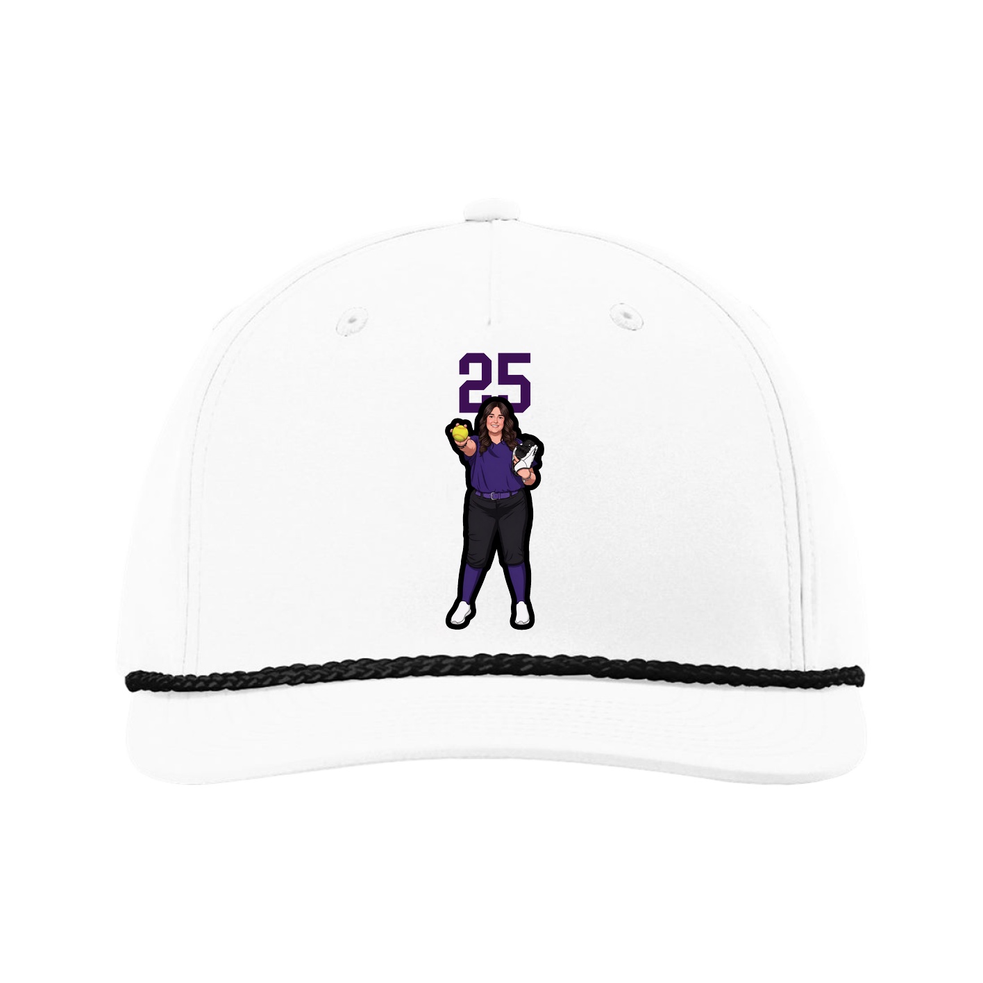 Five-Panel Classic Rope Cap — Number Top in White
