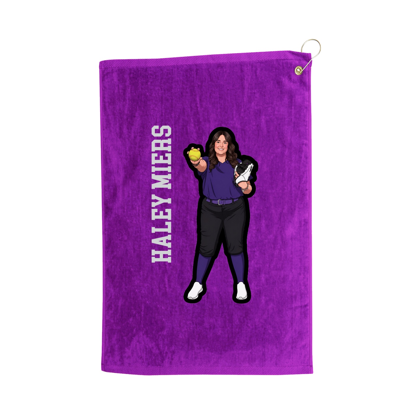 Golf Towel — Name Vertical in Purple