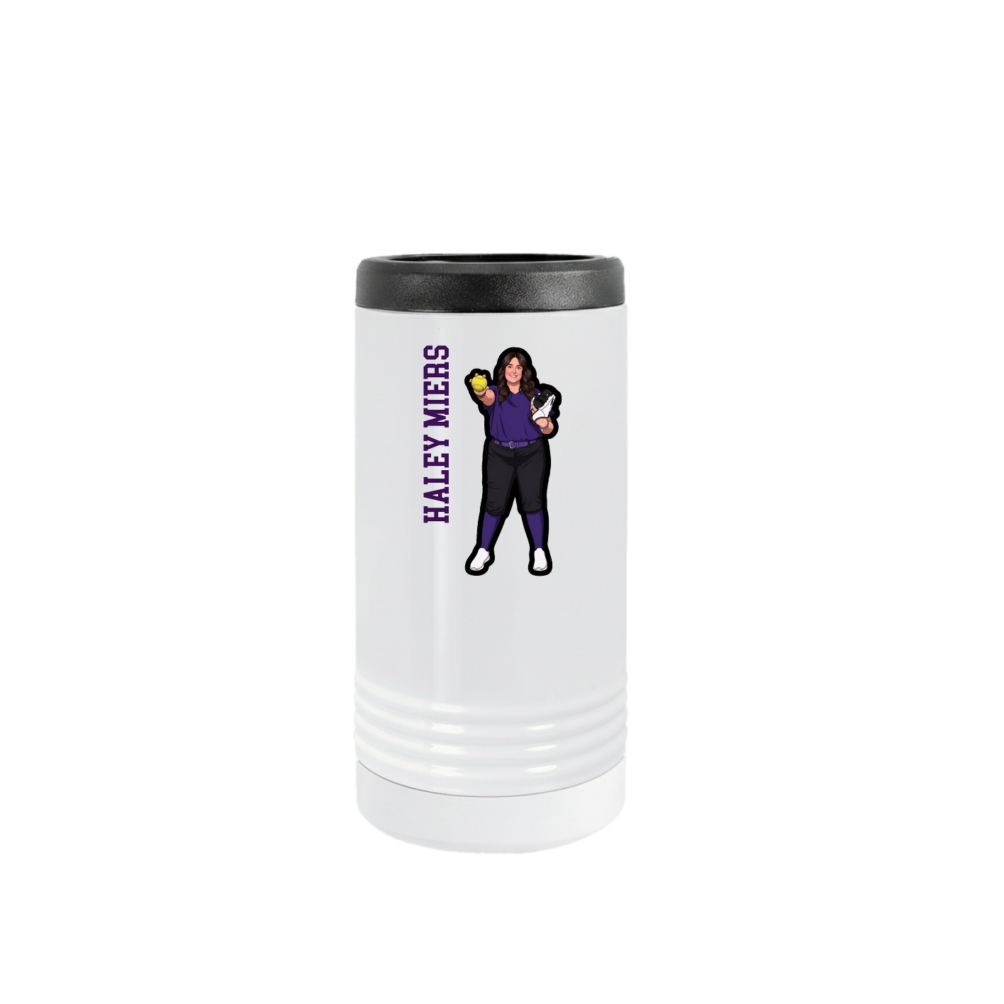 Slim Beverage Holder — Name Vertical in White
