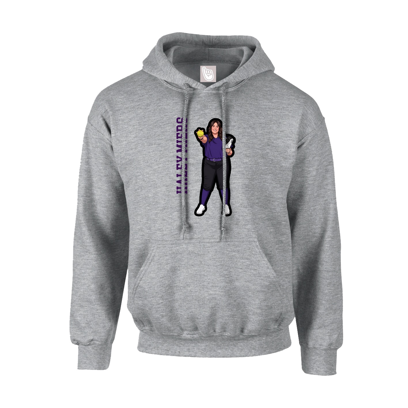 Youth Hoodie — Name Vertical in Grey
