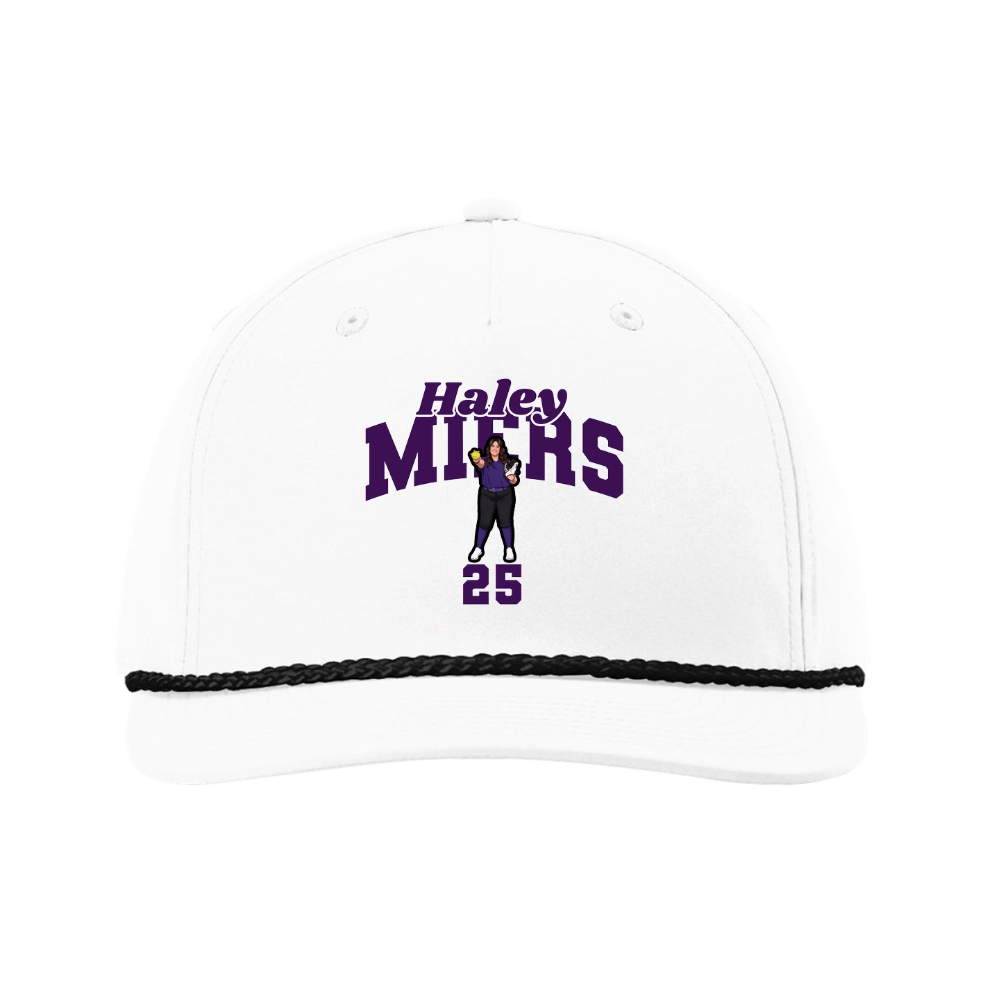 Five-Panel Classic Rope Cap — Signature Arch in White