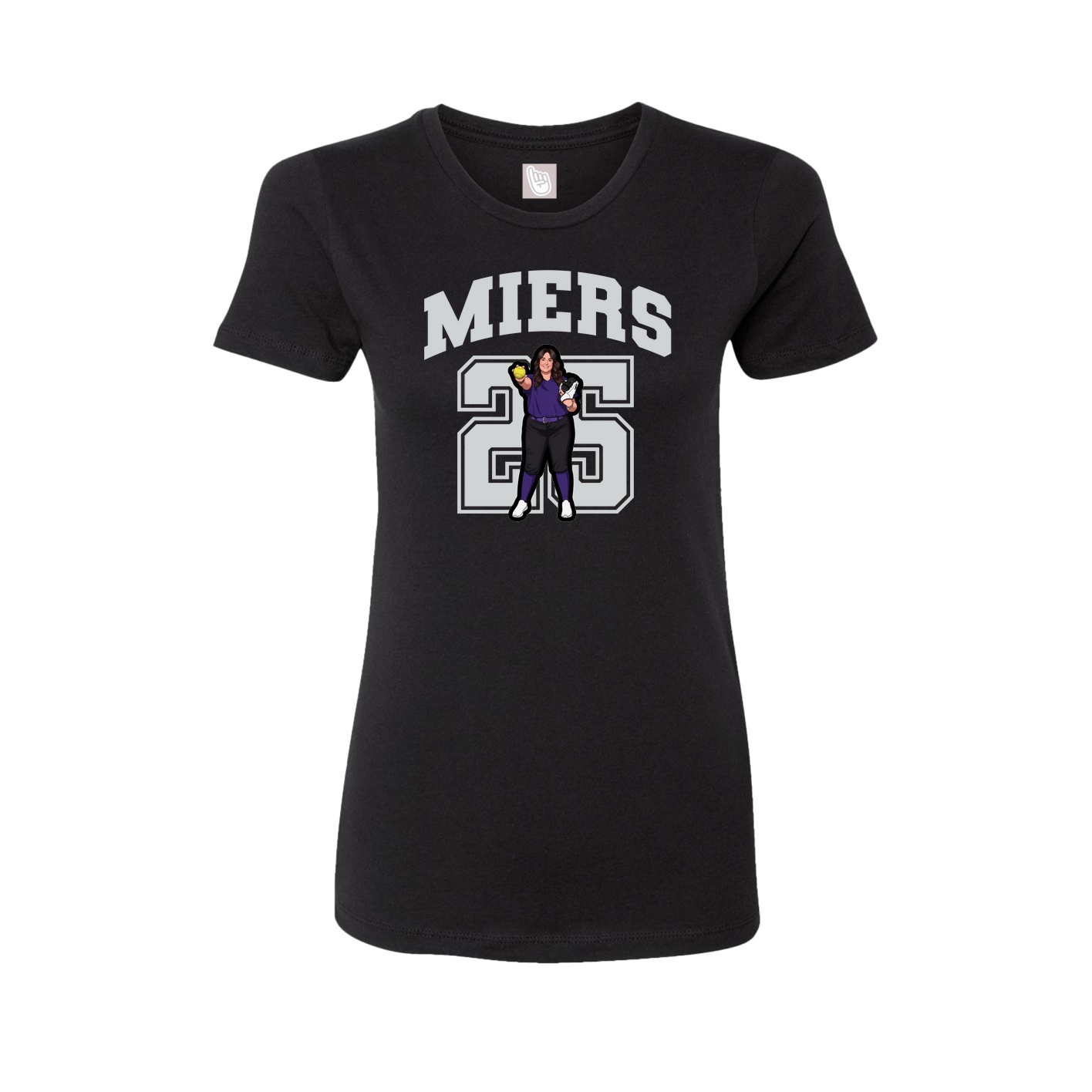 Fitted Women's Tee — Number in Black