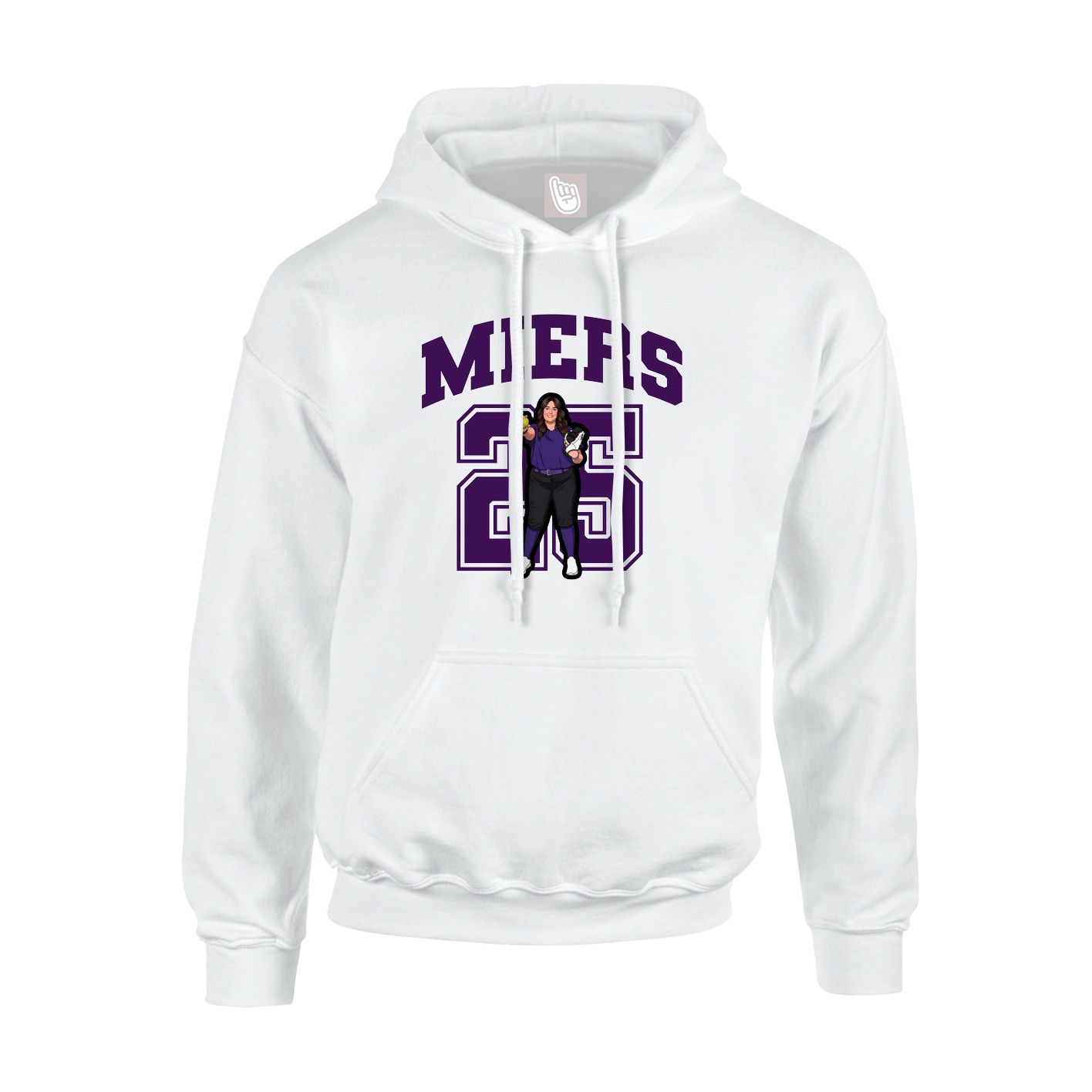 Youth Hoodie — Number in White
