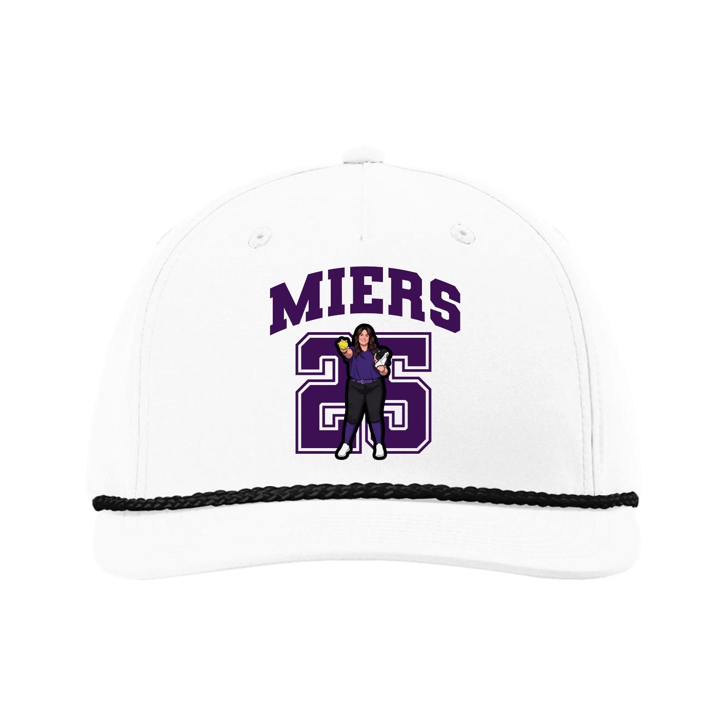 Five-Panel Classic Rope Cap — Number in White