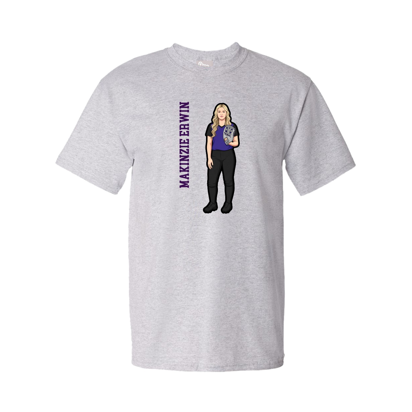 Youth Tee — Name Vertical in Grey