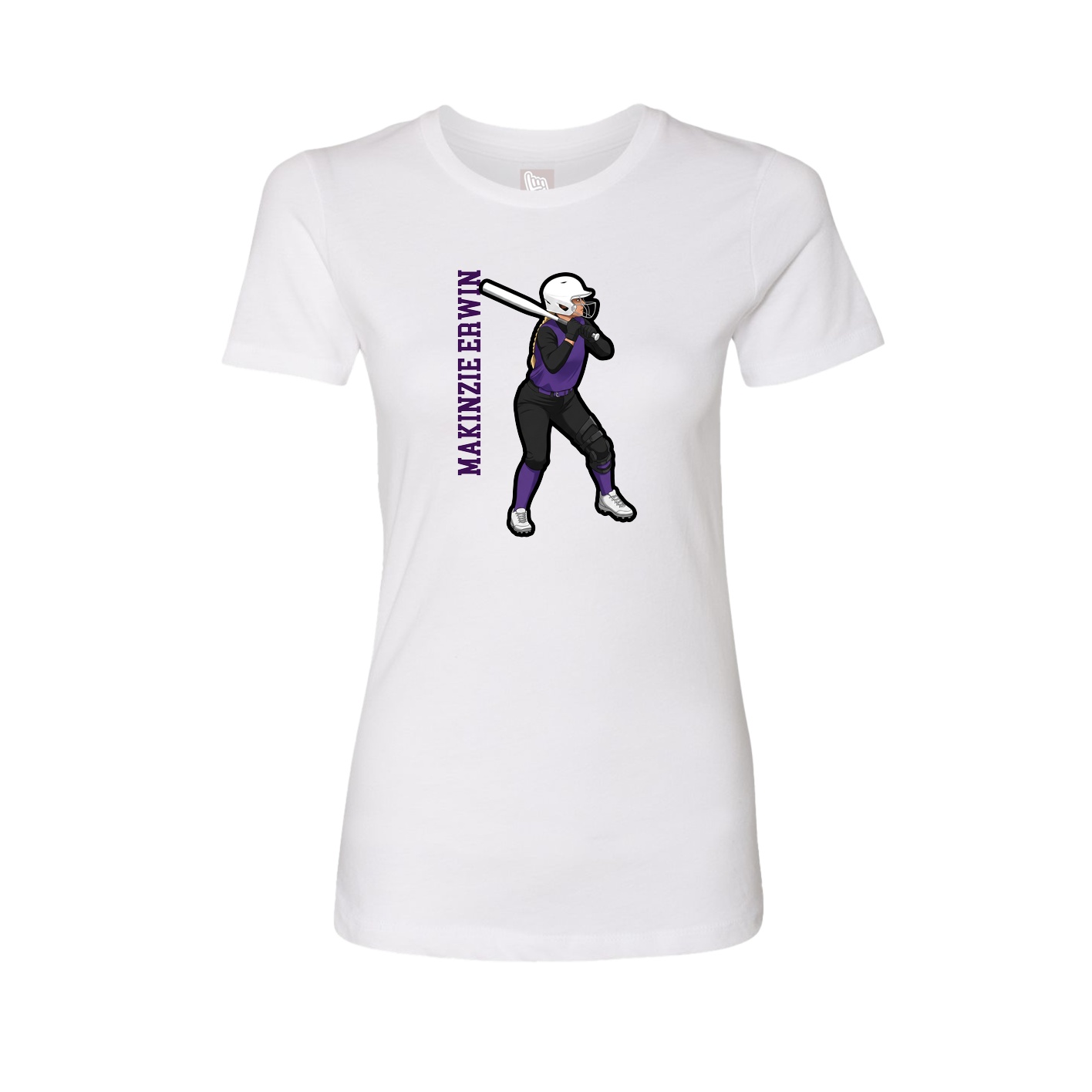Fitted Women's Tee — Name Vertical in White