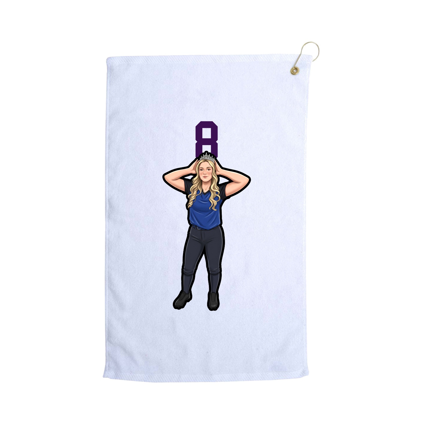 Golf Towel — Number Top in White