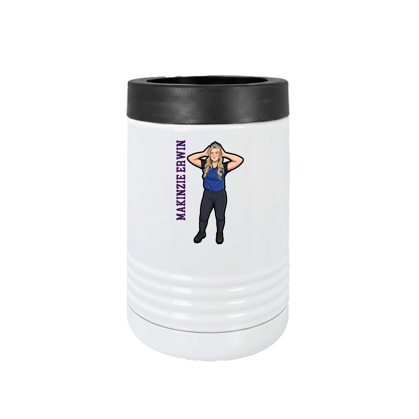 Beverage Holder — Name Vertical in White