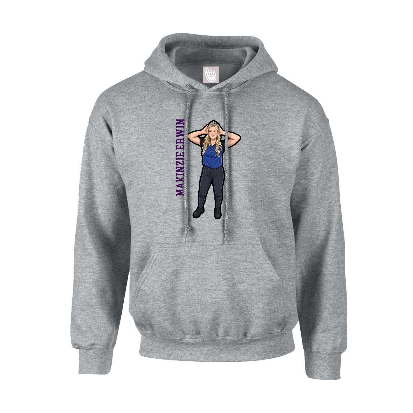 Youth Hoodie — Name Vertical in Grey