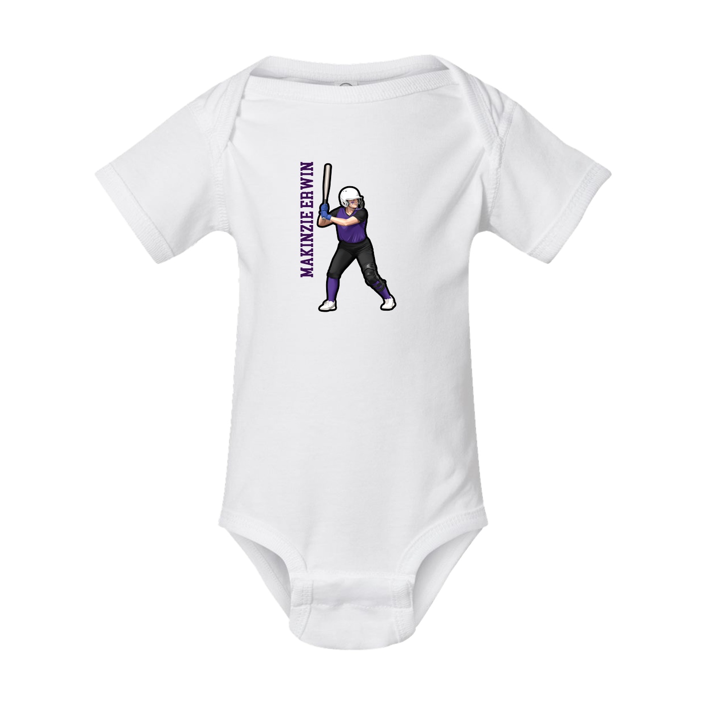 Baby Onesie — Name Vertical in White