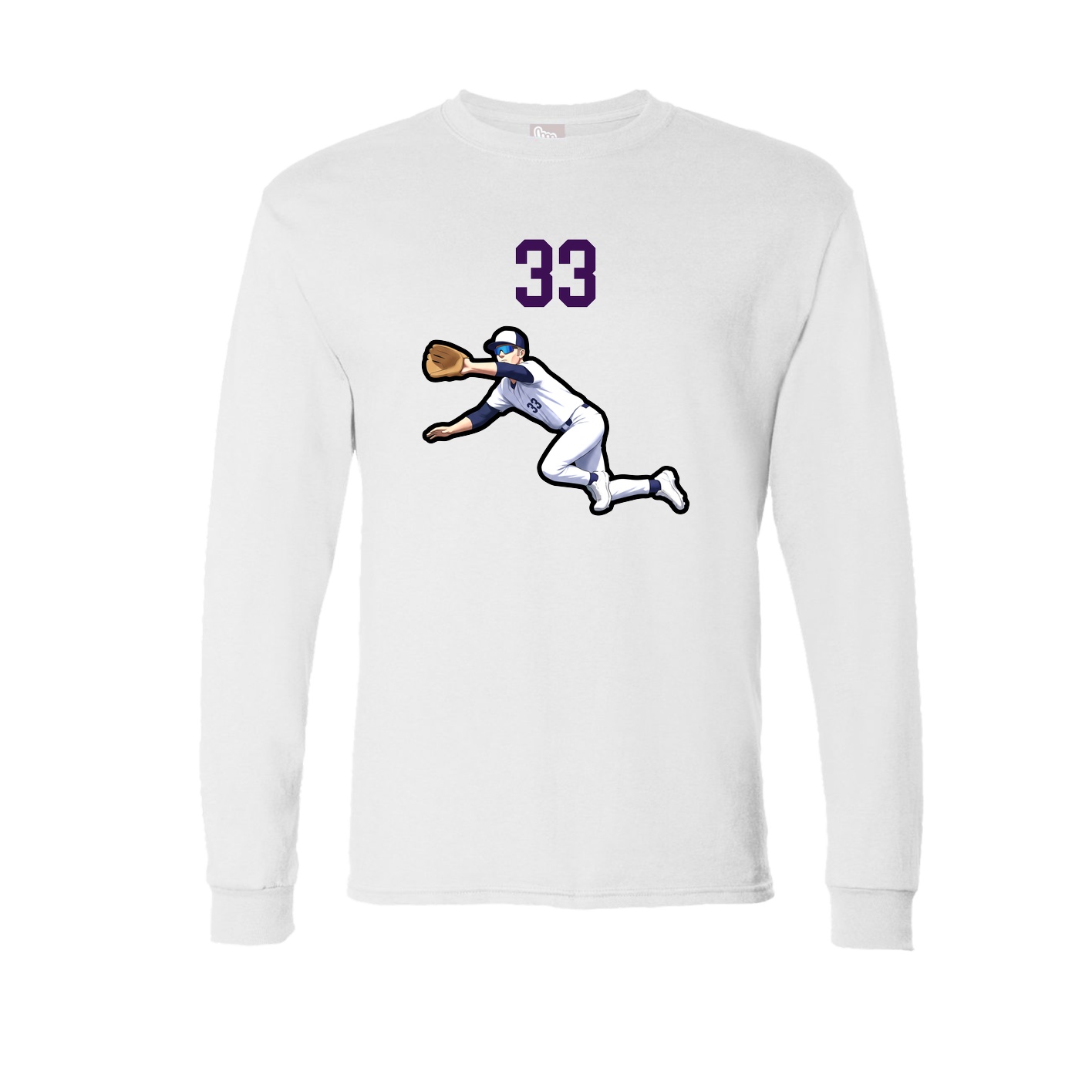 Long Sleeve Tee — Number Top in White