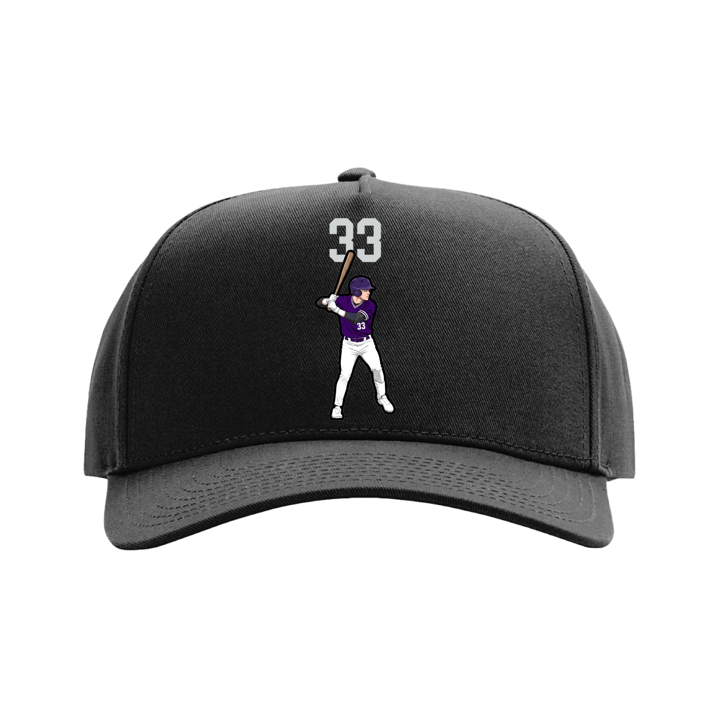 Full Fabric Five-Panel Champ Cap — Number Top in Black